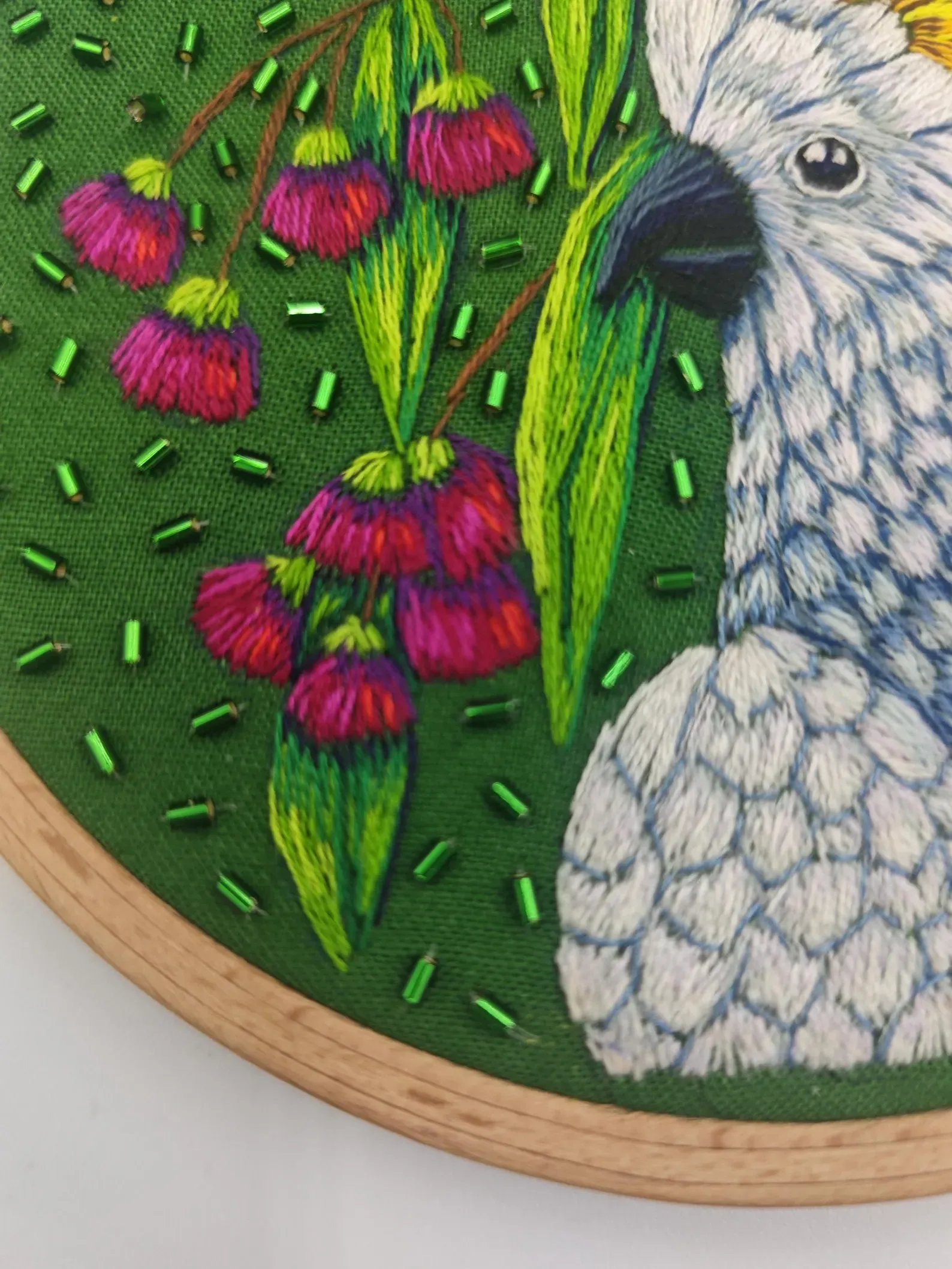PDF hand embroidery tutorial, cockatoo pattern, parrot DIY art product image (7)