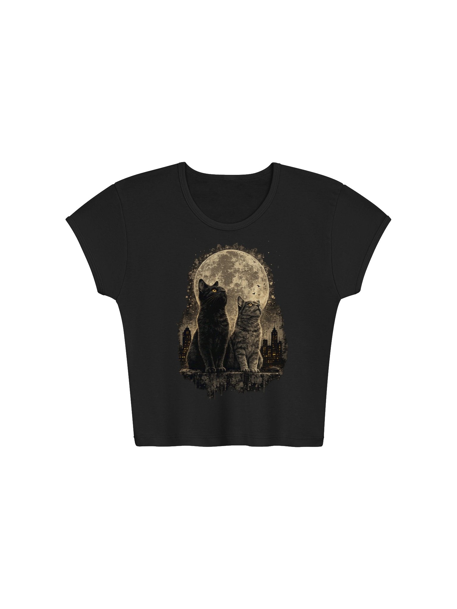Moonlit Cat Duo – Premium Cat Lover Graphic T-Shirt product image (3)