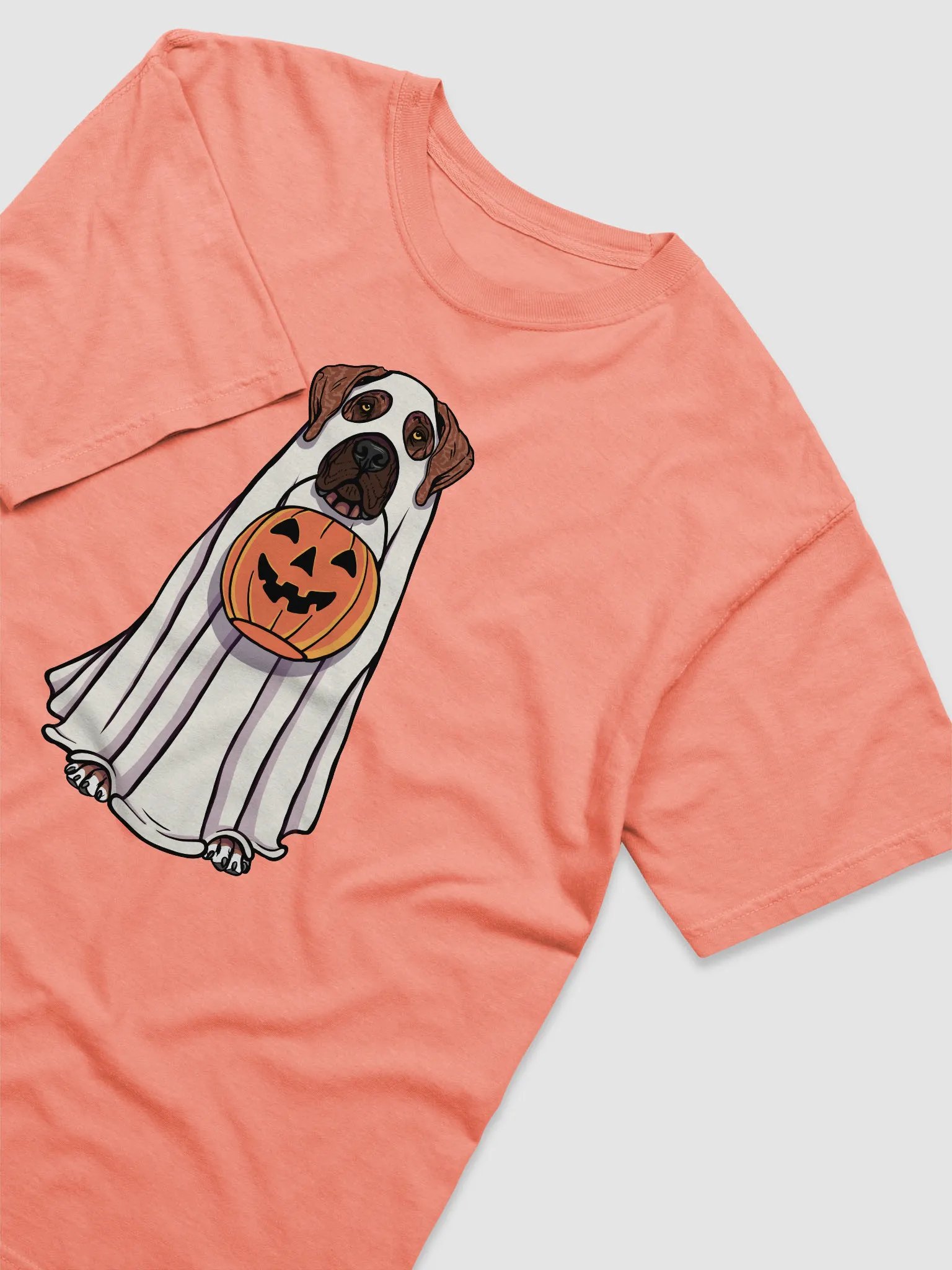 Funny Halloween Great Dane(Brindle) T-Shirt | Funny Great Dane Wearing a Ghost Costume and Holding a Pumpkin Basket product image (6)