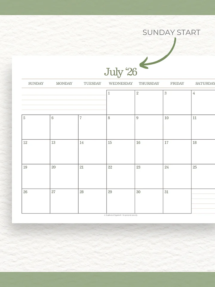 Forest Simplicty - 26/27 Calendar - Single Page per Month - Letter Size product image (2)