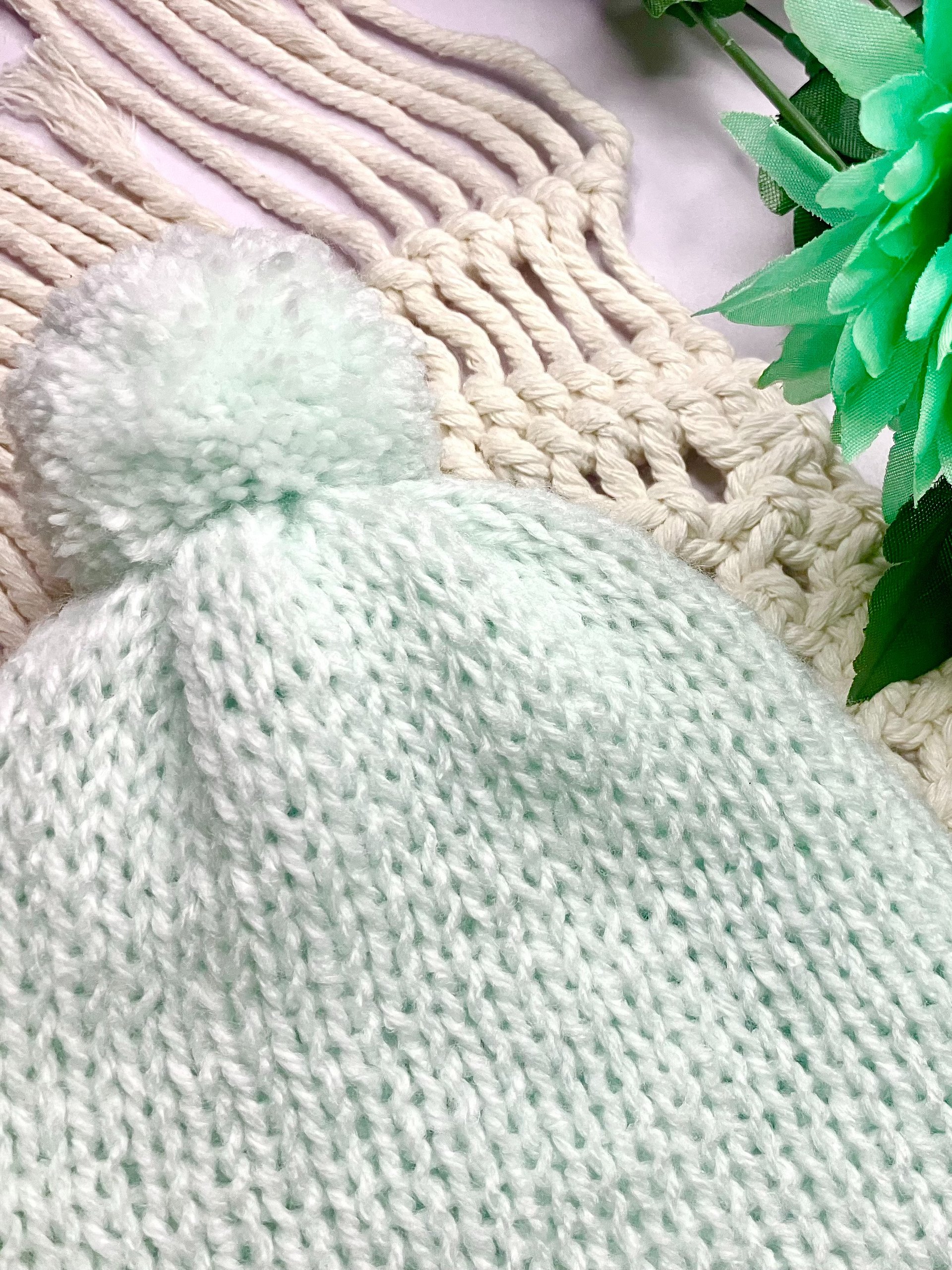 Mint Knit Beanie With Pom Pom product image (5)
