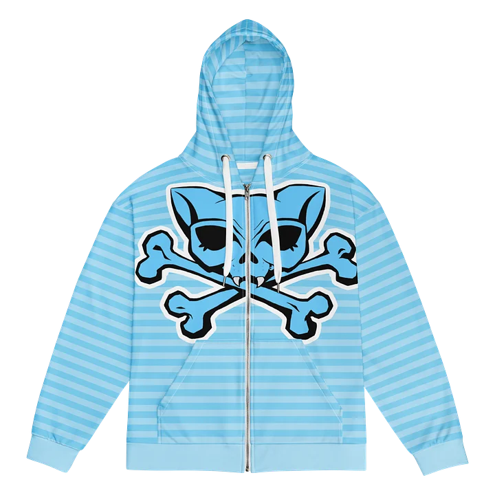 Light Blue Kat Skull Hoodie Stripped Hoodie product image (1)