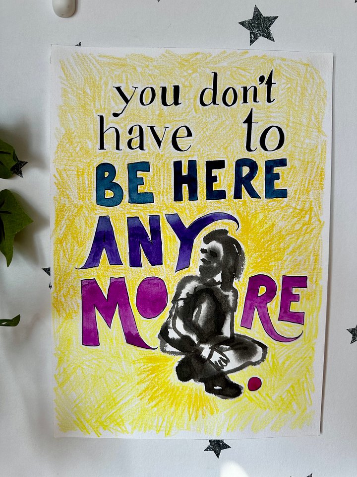 'emotional baggage drop' original painting from 'poetry f*cks' product image (1)