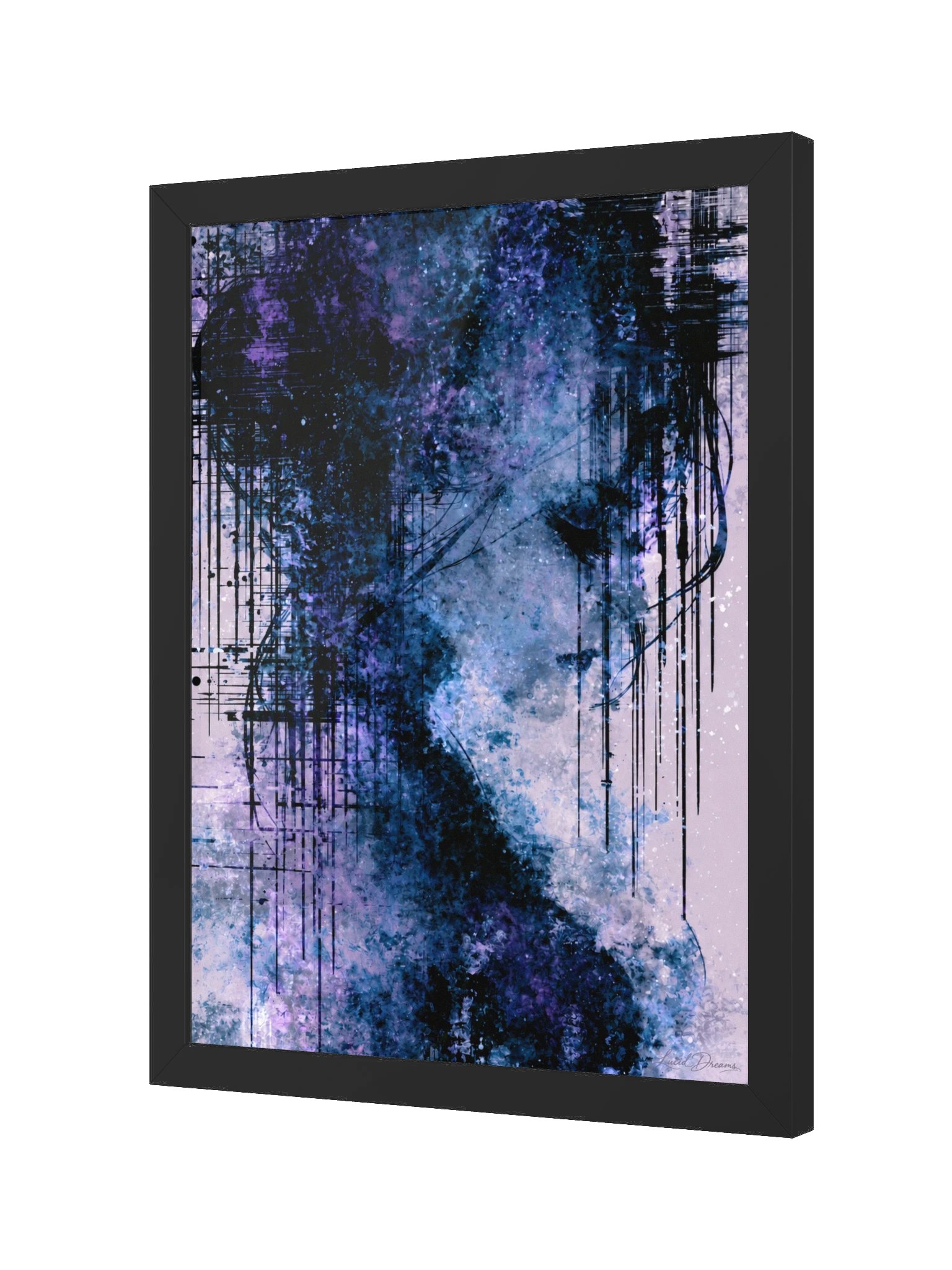Abstract Blue Portrait Framed Art Print — Echoes in the Static product image (6)