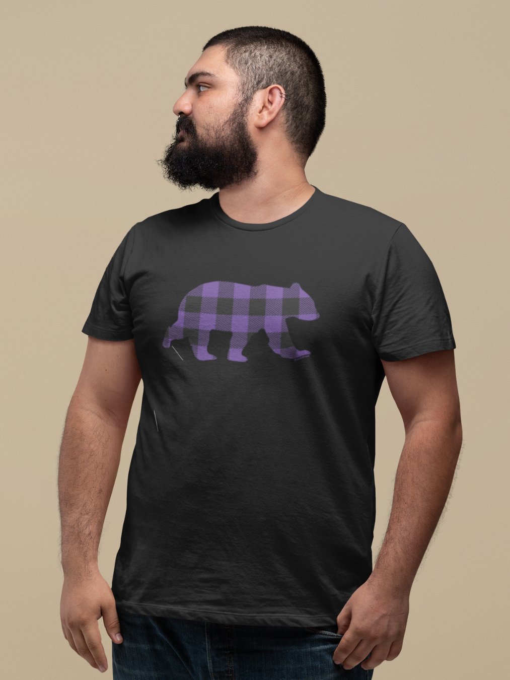 Purple Buffalo Check Bear T-Shirt product image (4)