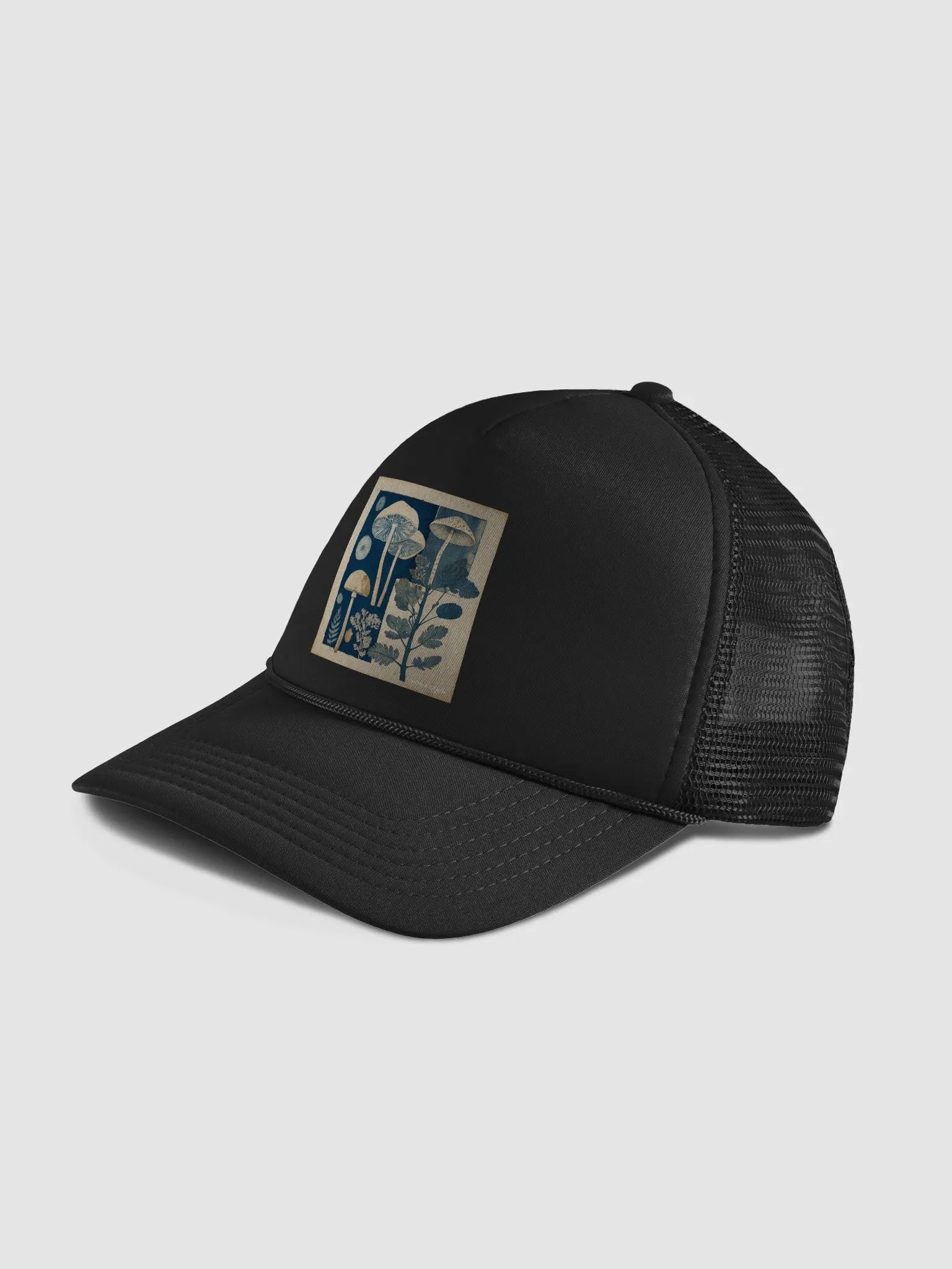 'Fungi in Blue' by Edward Martin:Monochromatic Mushroom Botanical Print Hat product image (4)