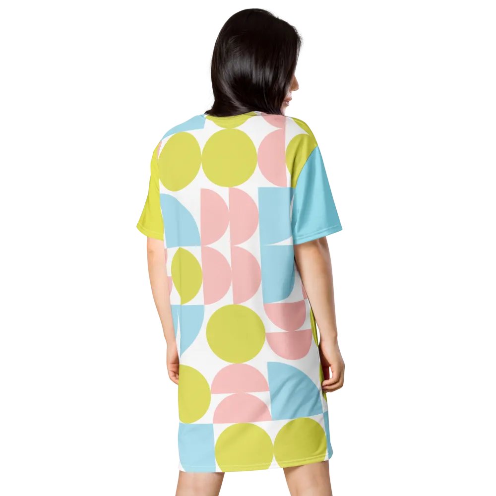 Pastel Geometric All-Over Print T-Shirt Dress product image (6)