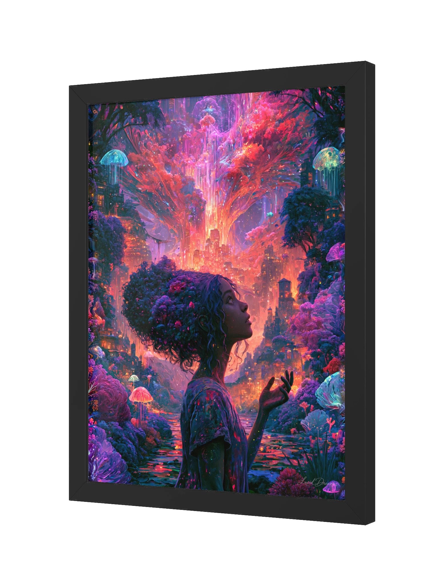 Fantasy City Portrait Framed Art Print — She Dreamed a City of Light product image (6)