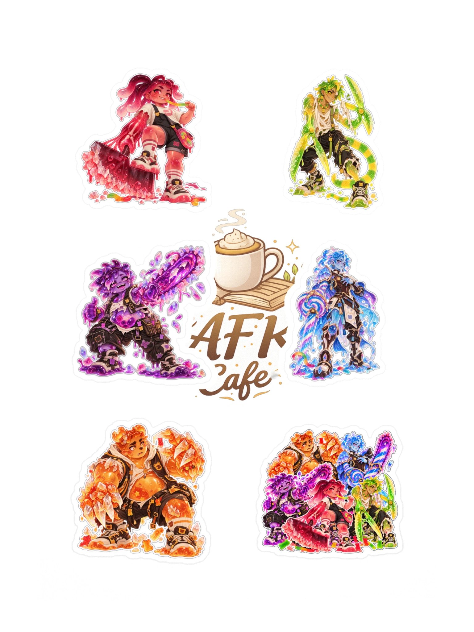Gummy Grindlings: Weapon-Limbed Mutants — 6 Sticker Pack product image (3)