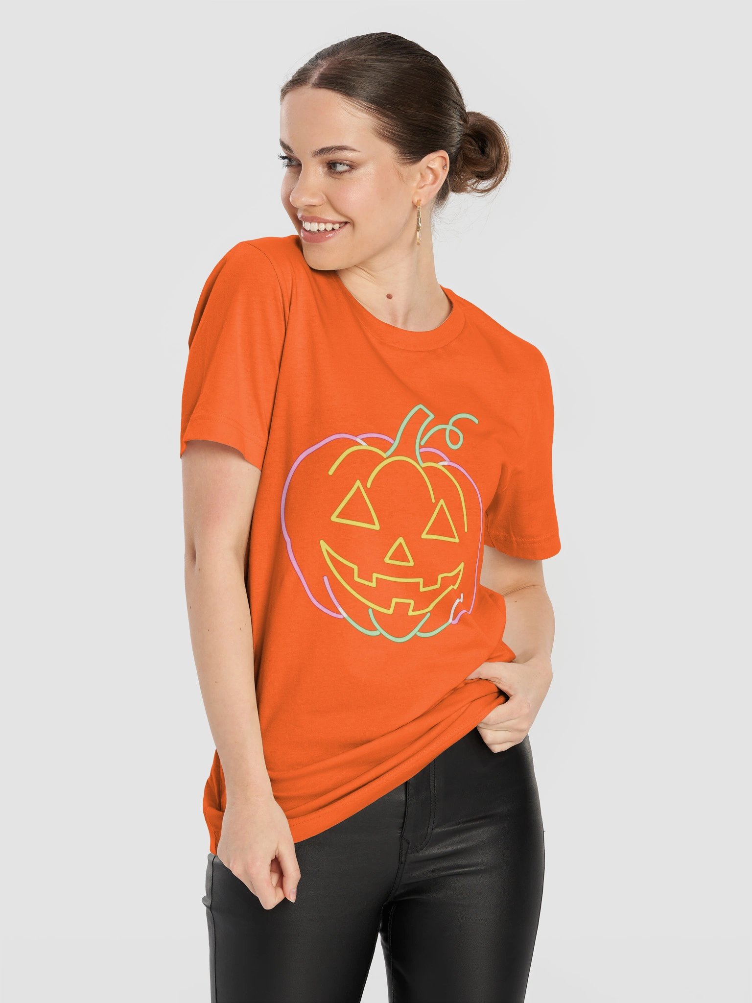 Pastel Pumpkin Halloween T-Shirt – Outline Jack-O’-Lantern product image (3)