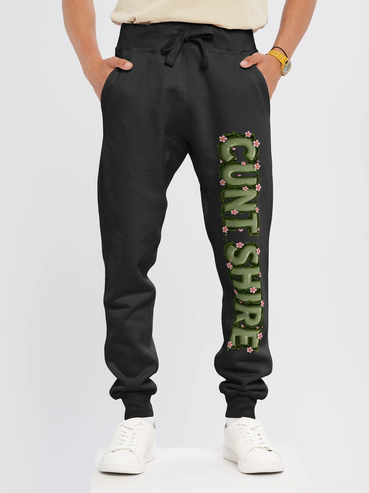 [CUNT SHIRE] Fleece Joggers -Green Logo- product image (3)