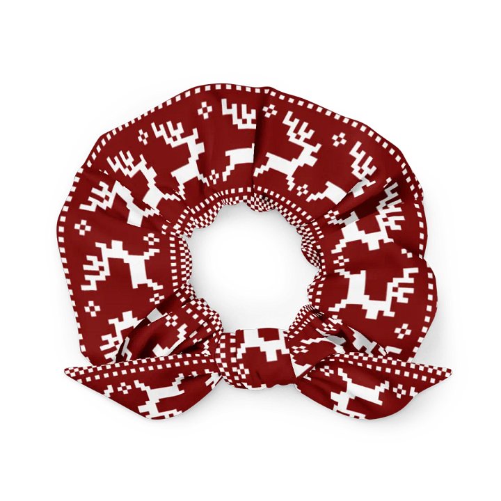 Winterberry Red Reindeer Scrunchie with Bow product image (1)