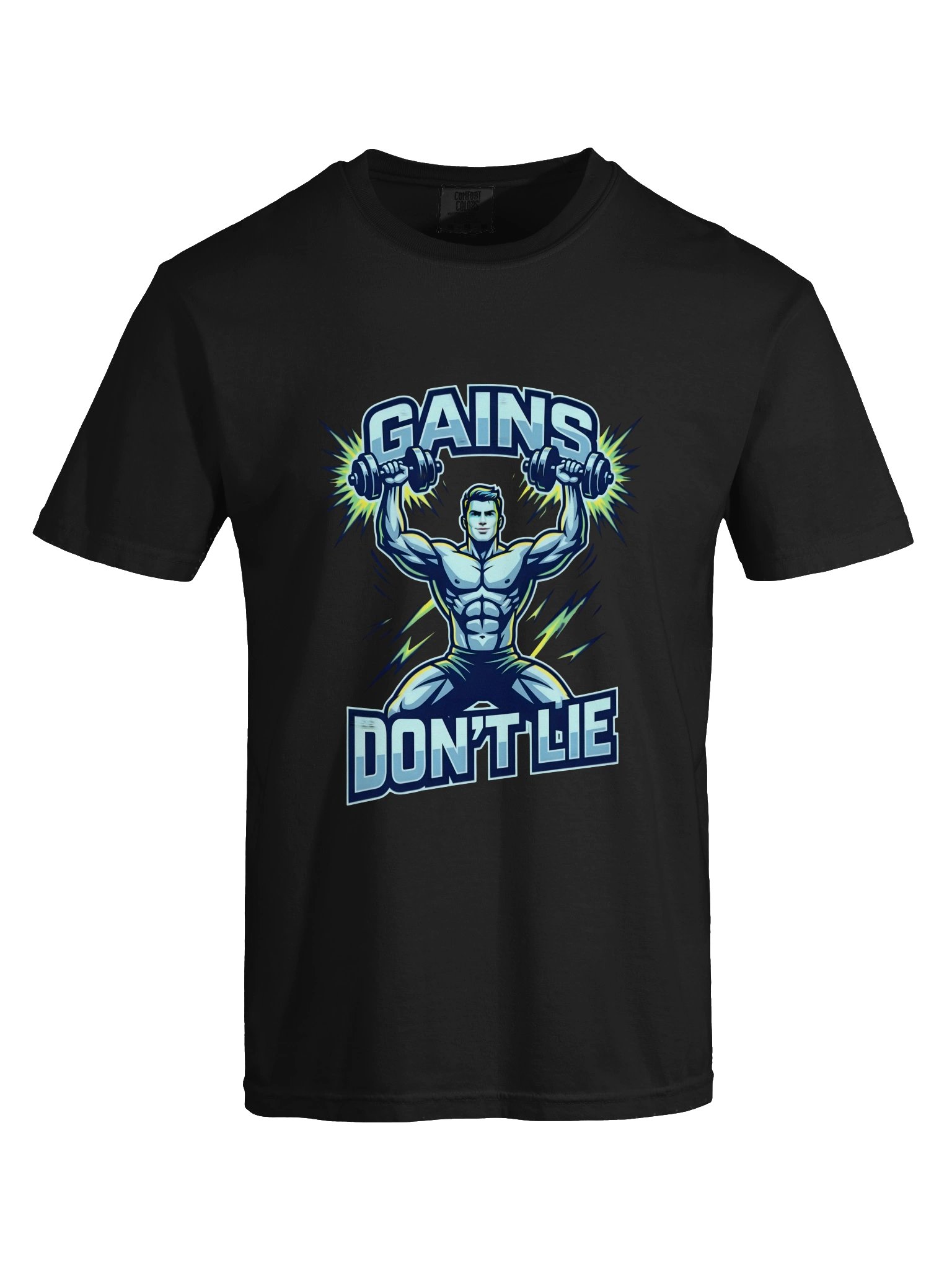 GAINS DON'T LIE Gym T-Shirt | Heavyweight Garment-Dyed Tee for Men & Women product image (1)