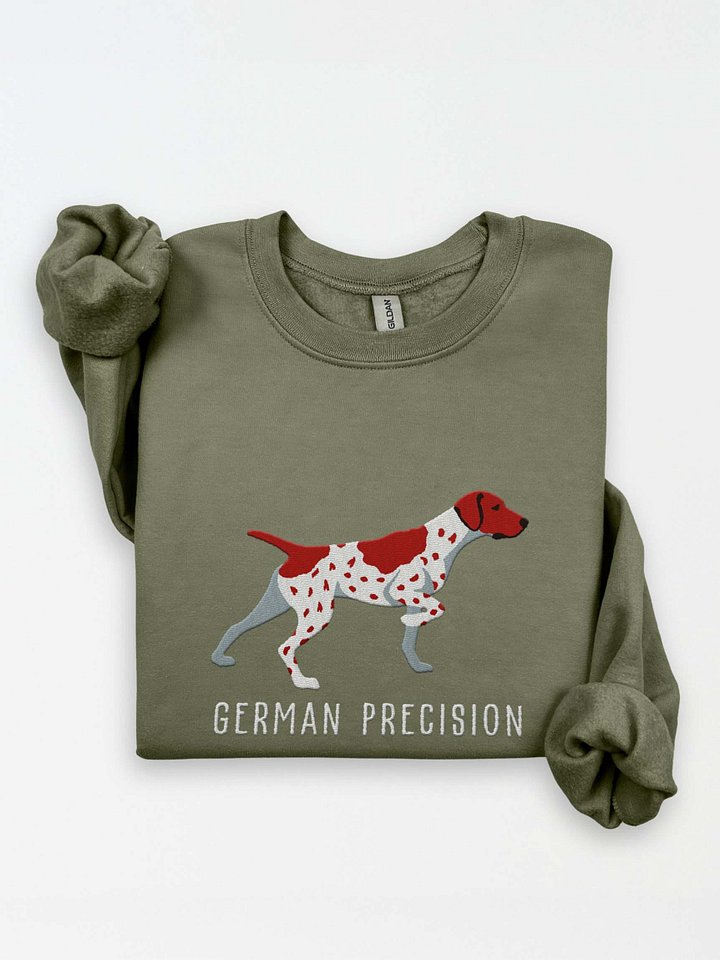 German Precision Sweatshirt (Embroidered) of a German Shorthaired Pointer(Liver & White) product image (1)