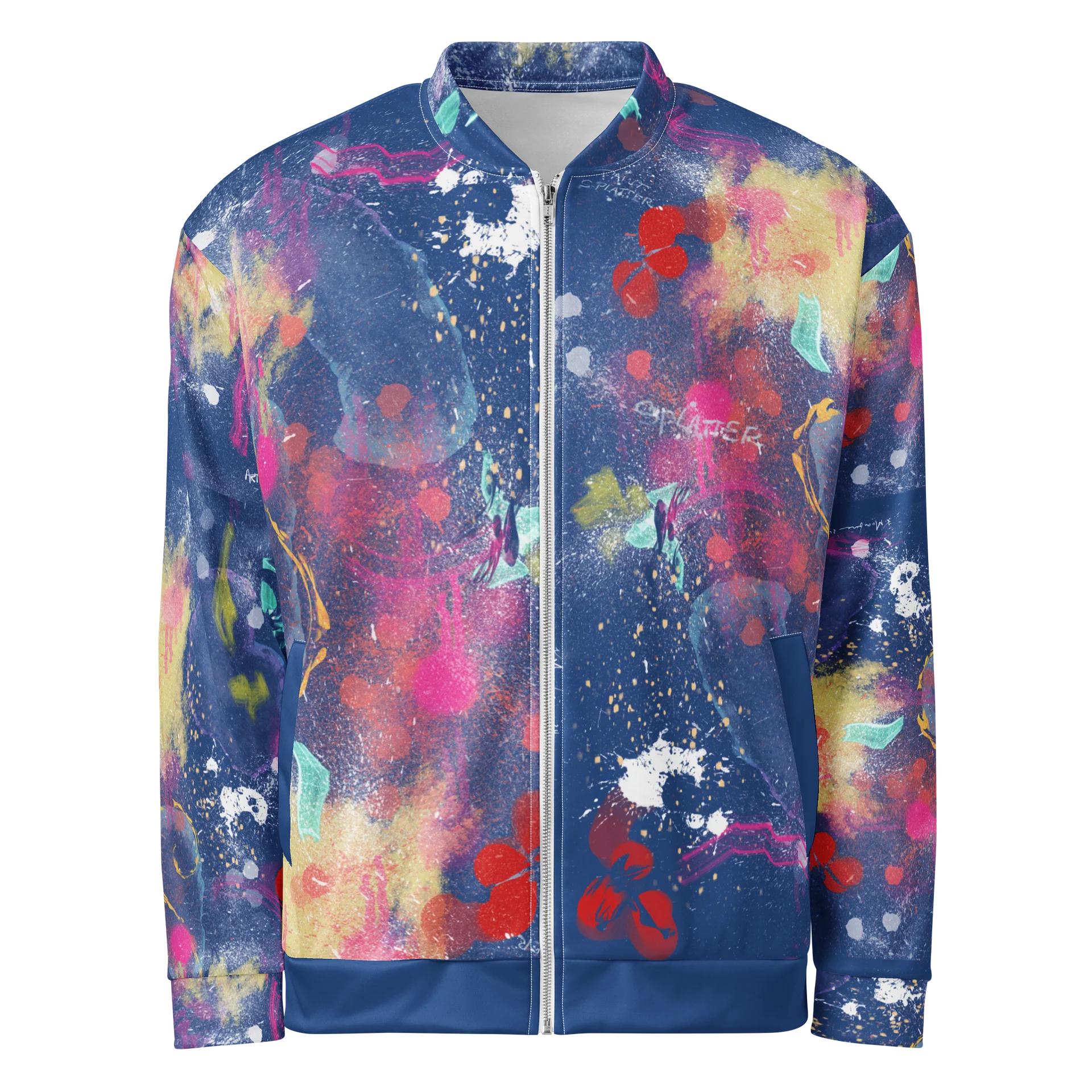 Unisex Bomber Zip Jacket 'True Blue Splash' product image (1)
