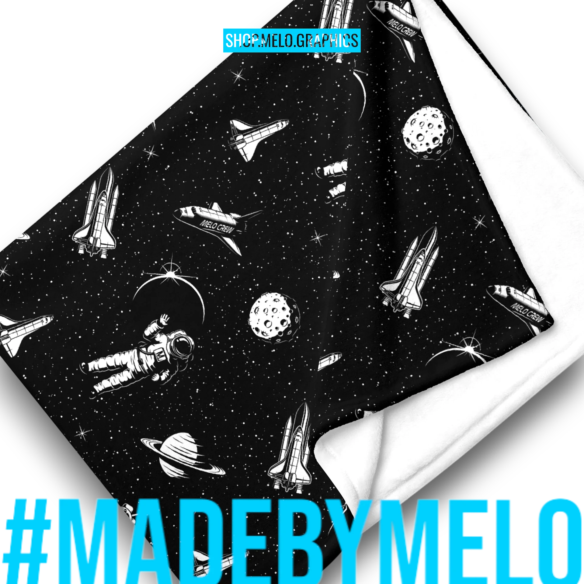 Spaced Out B&W - Blanket | #MadeByMELO product image (2)