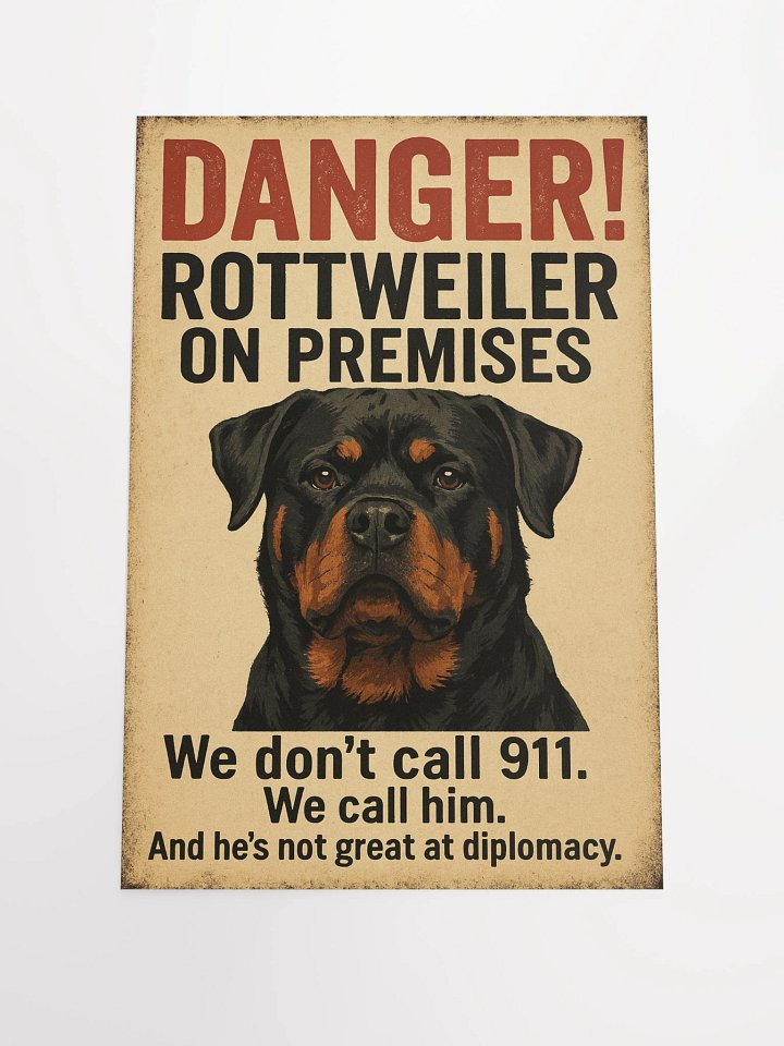 DANGER! ROTTWEILER ON PREMISES POSTER product image (2)