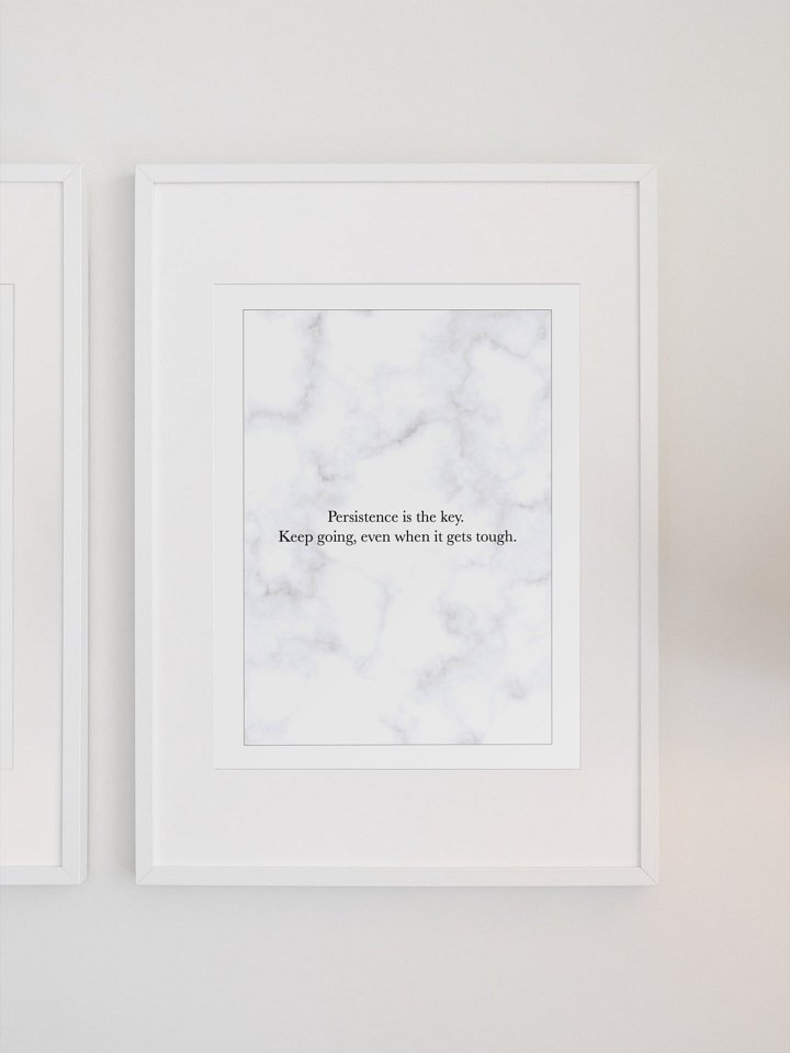 Inspirational Marble Quote Poster, "Persistence is the Key" Motivational Wall Art, Encouraging Office Decor, Resilience and Determination product image (1)