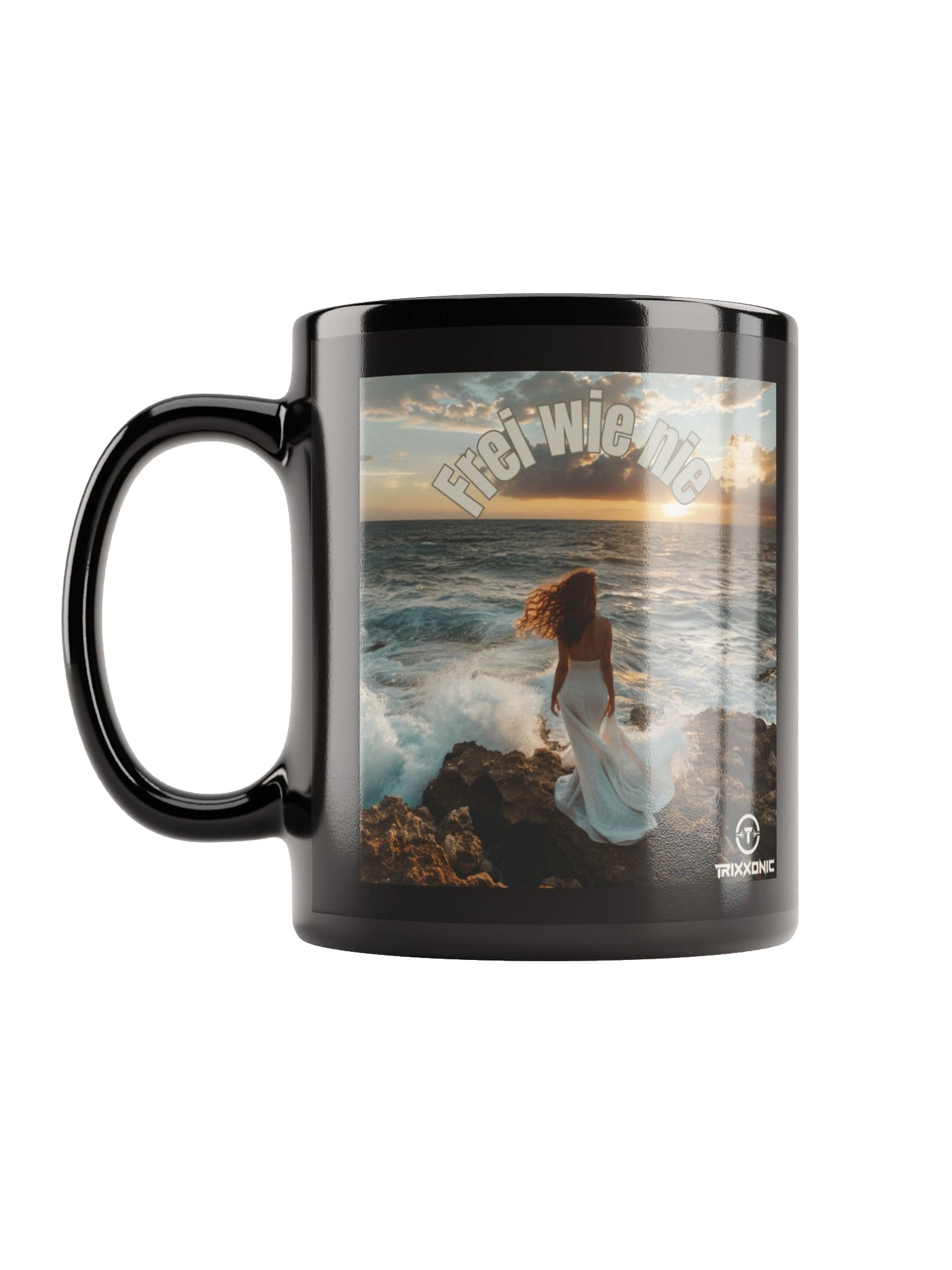 🖤 Black Glossy Mug – „Frei wie Nie“ product image (1)