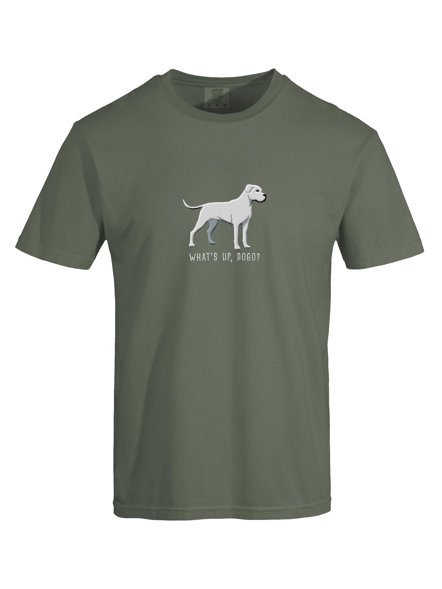 What's Up, Dogo? T-Shirt(Embroidered) of a Dogo Argentino(White) product image (10)