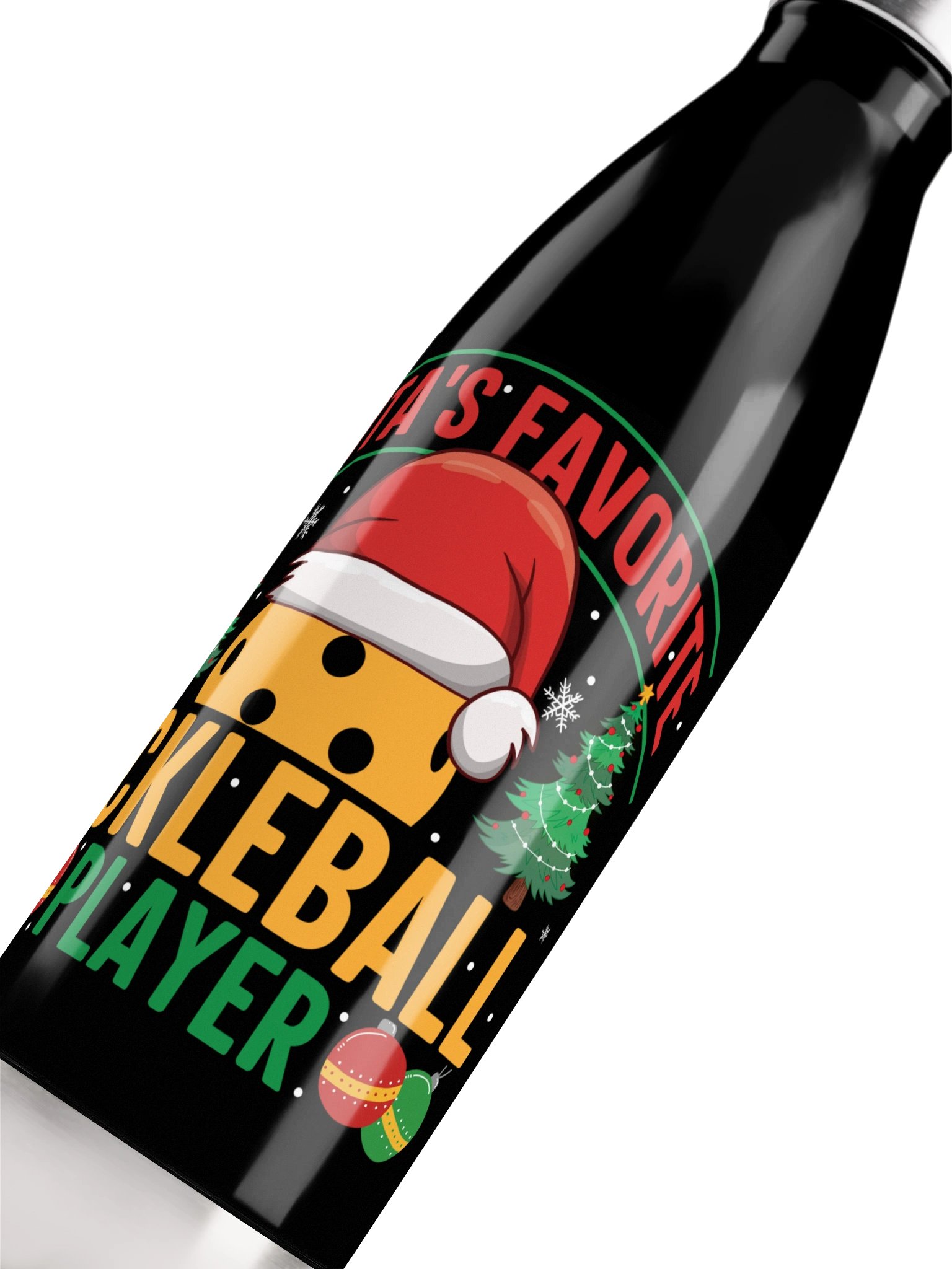 Santa's Favorite Pickleball Player Christmas Water Bottle product image (5)