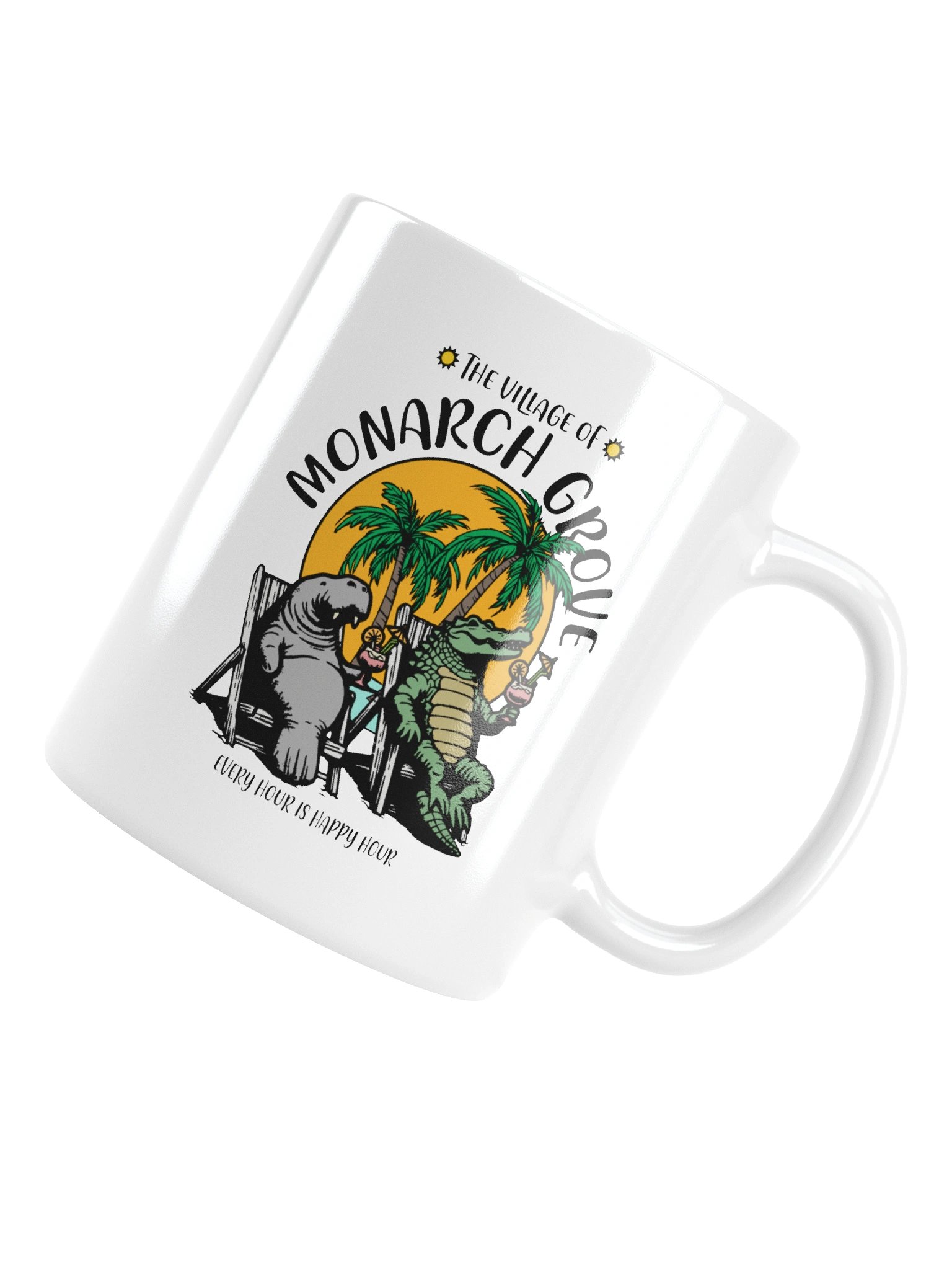 The Village of Monarch Grove TV Florida USA Fun Manatee Alligator Design Coffee Mug product image (13)