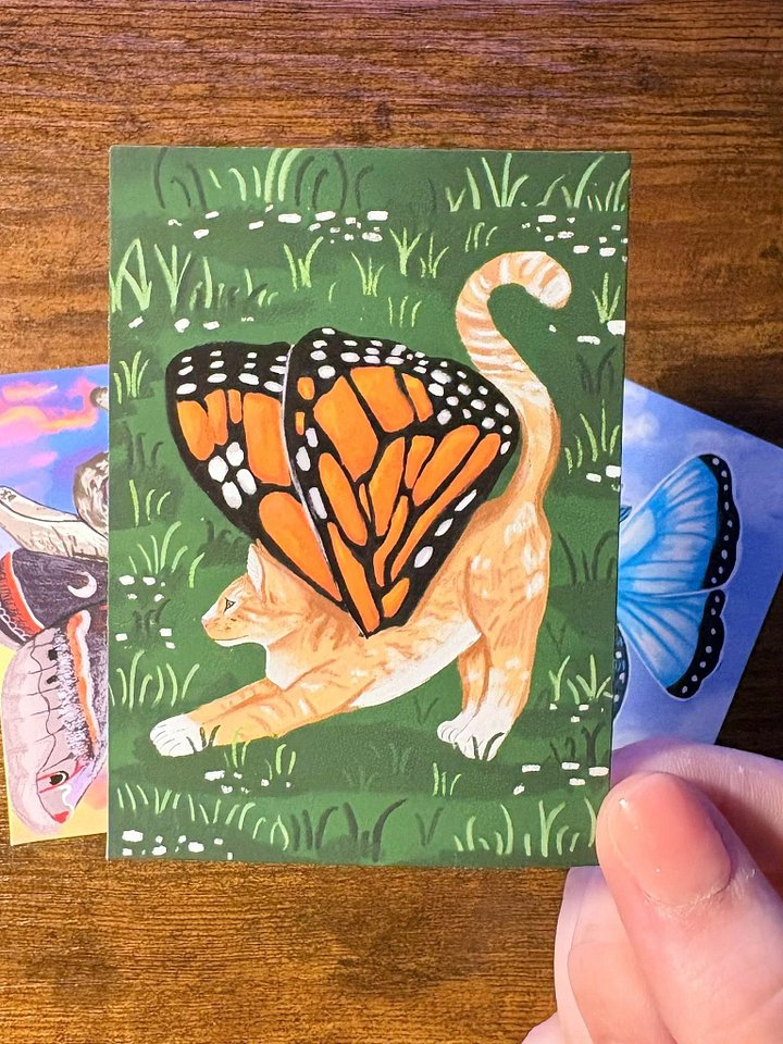 ACEO Print - Orange Cat Monarch Butterfly product image (1)