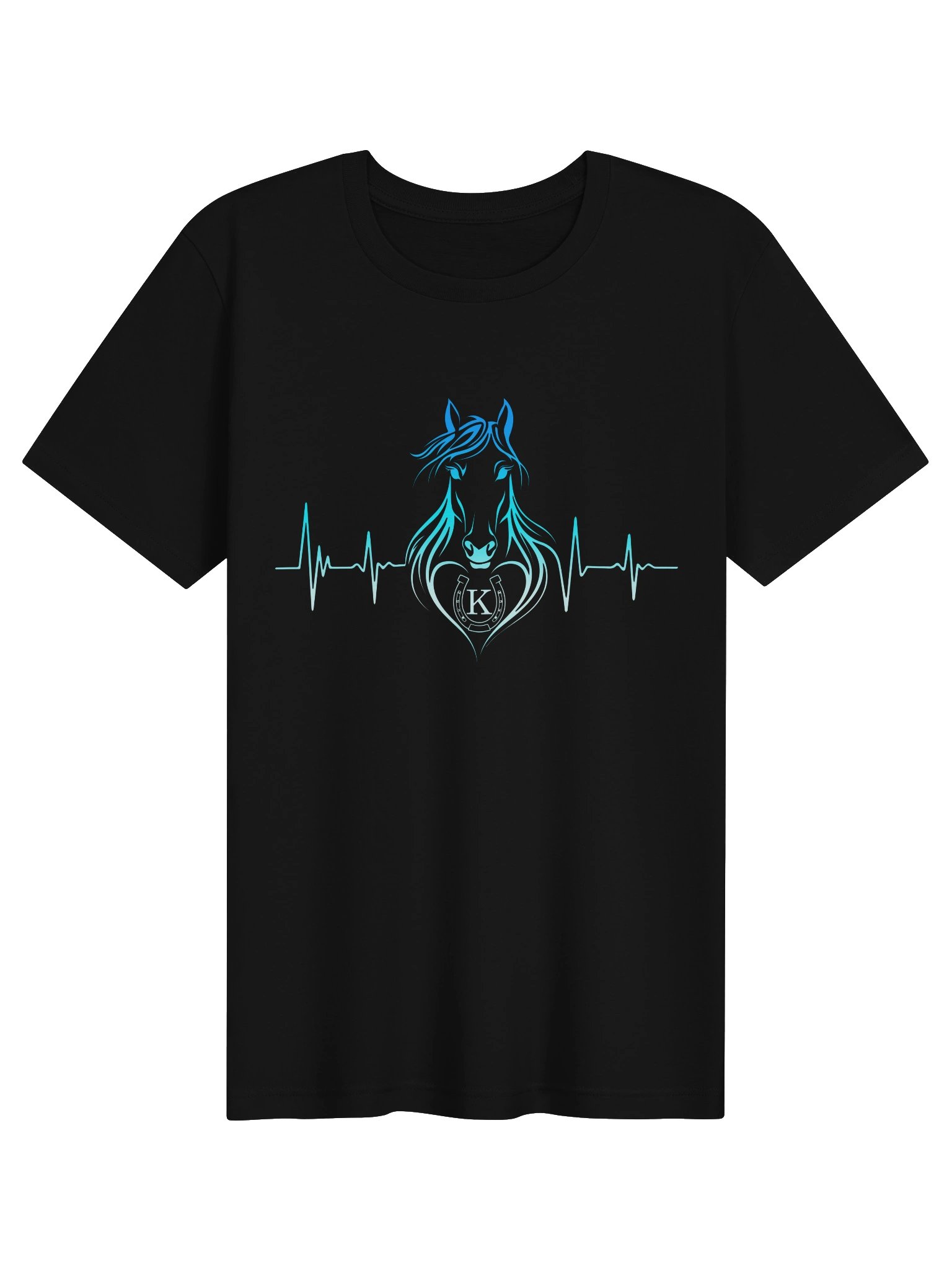 Personalized Horse Heartbeat T-Shirt with Letter K | Unisex Equestrian Gift product image (1)