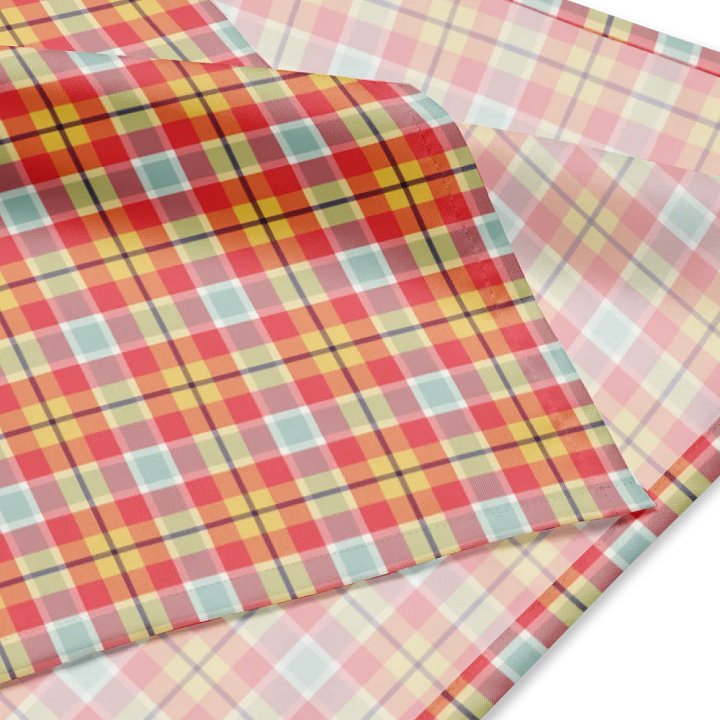Coral Pink, Yellow, and Mint Green Plaid Bandana product image (2)