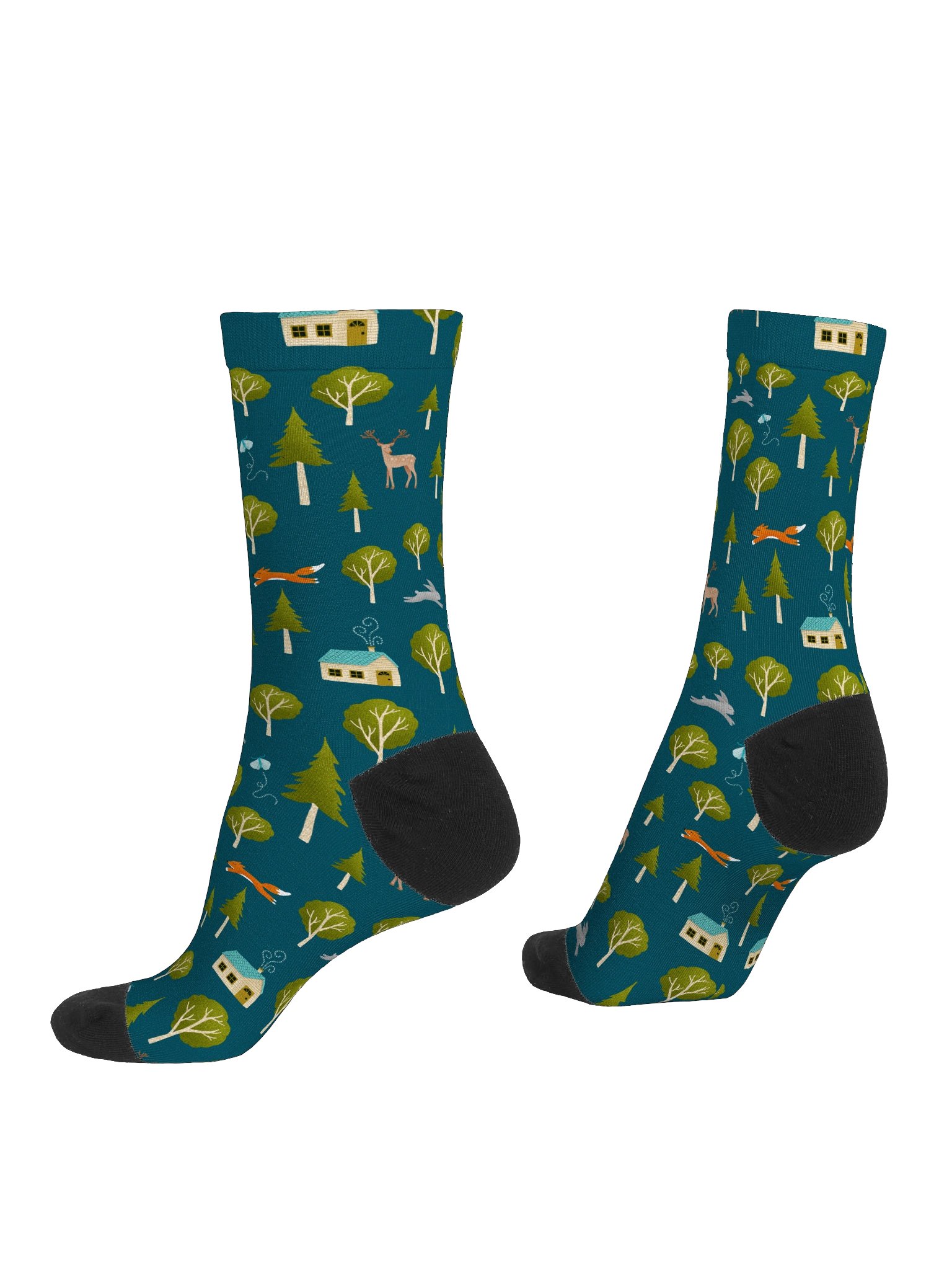 Cozy Cabin and Forest Animals Premium Sustainable Crew Socks product image (4)