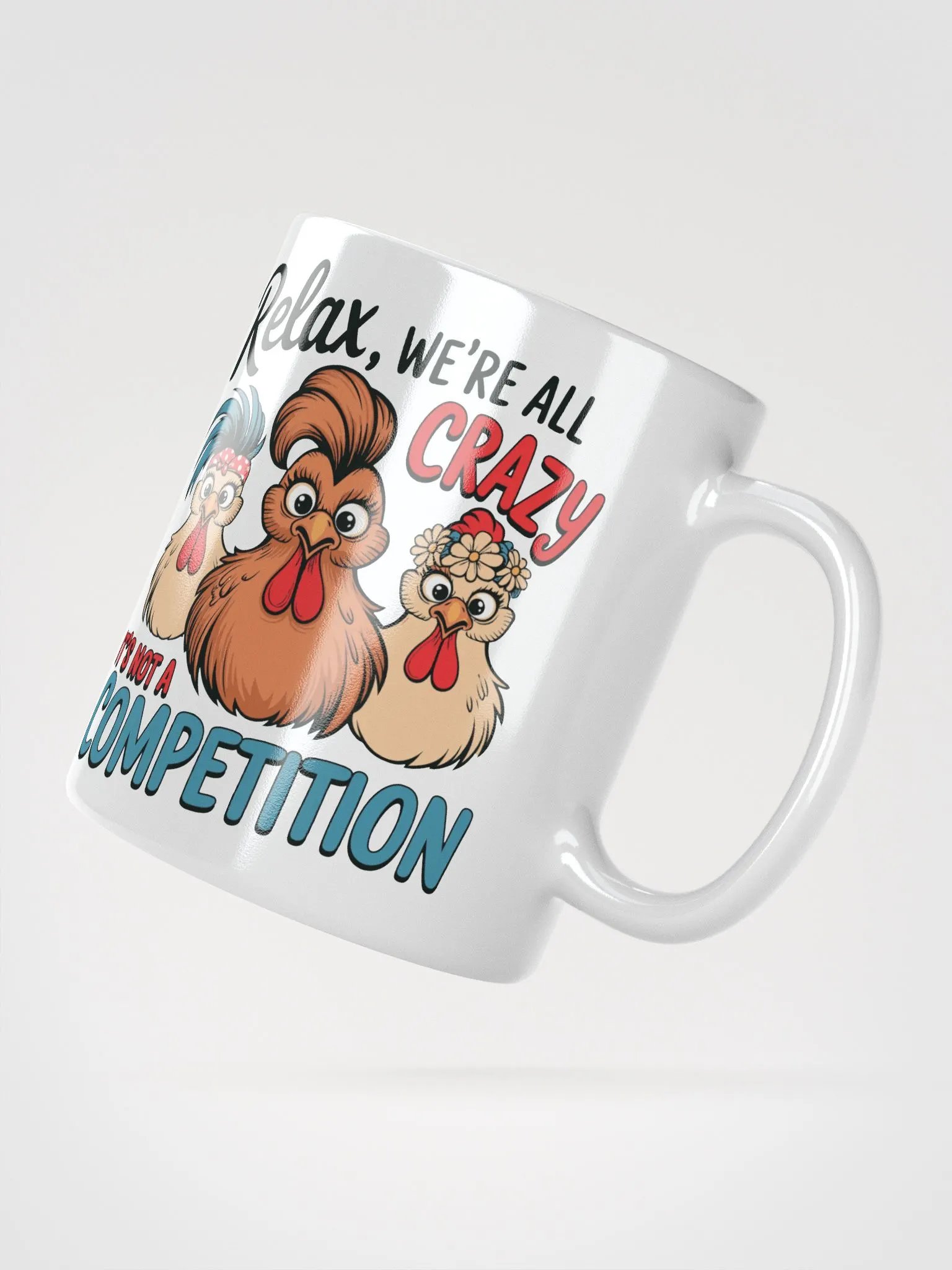 CRAZY Chickens White Glossy Mug product image (4)