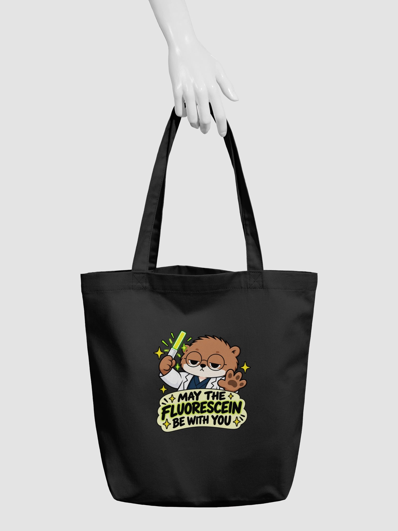 Sleepy Optometrist May the Fluorescein Be With You Black Tote product image (2)