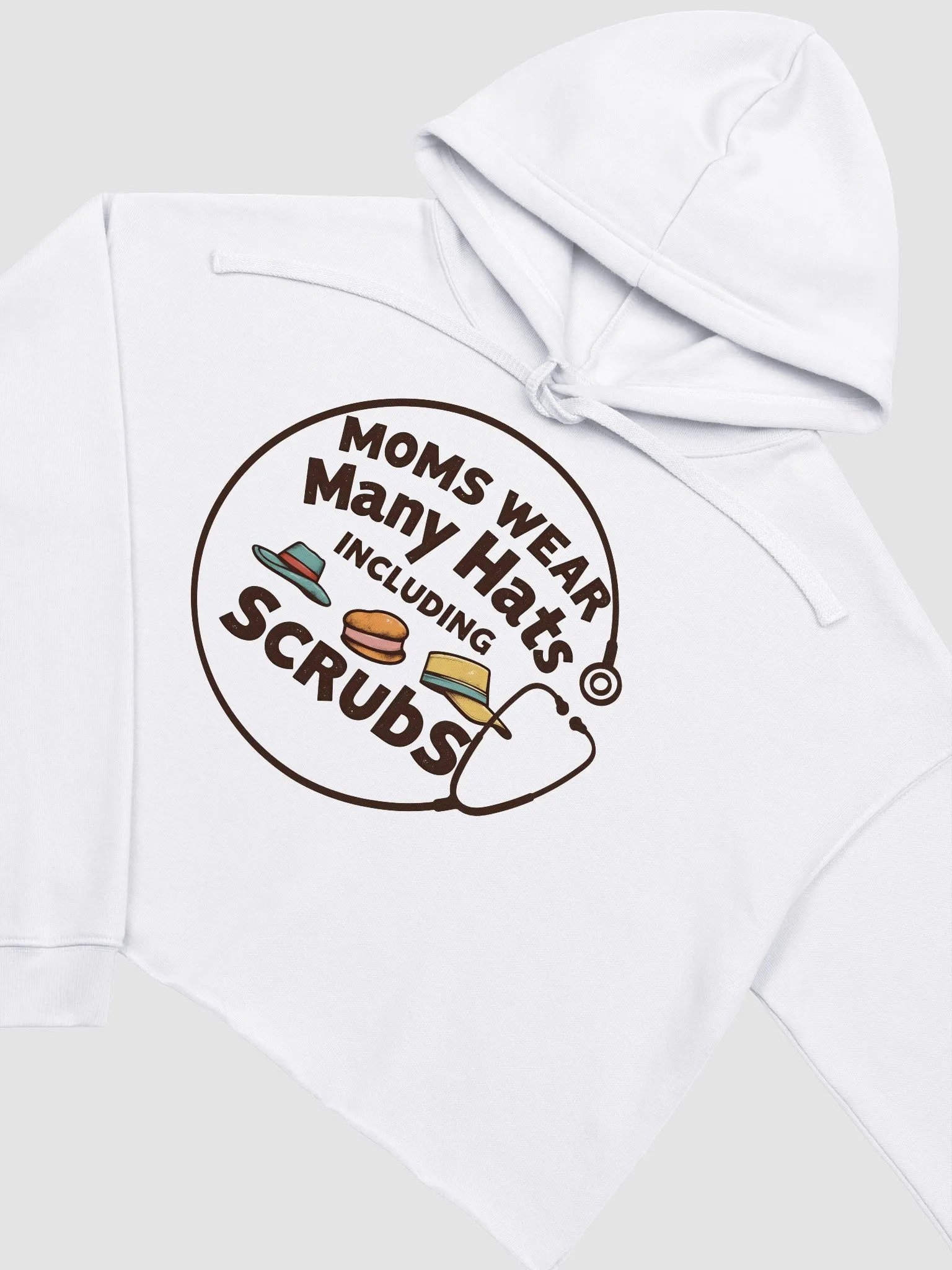 stethoscope circle, Moms Wear Many Hats Crop Hoodie product image (10)