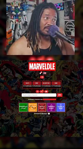 Comic Marveldle for July 11 - I used intelligence almost the entire time!! #comics #marvel #marveldle