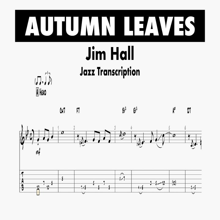 (Transcription PDF) Autumn Leaves - Jim Hall 1972, Alone Together product image (1)