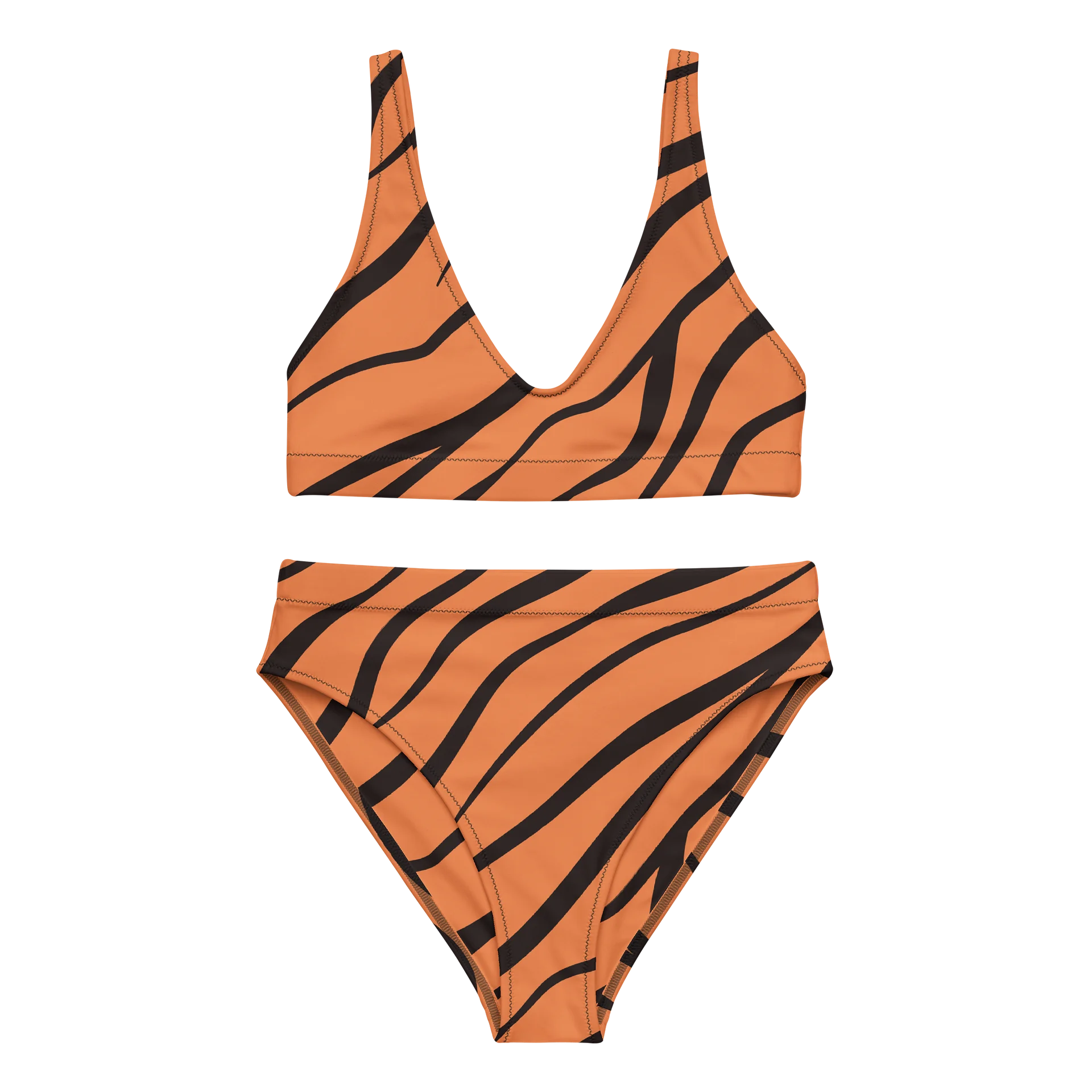 Tiger Stripe Orange High-Waisted Bikini product image (2)