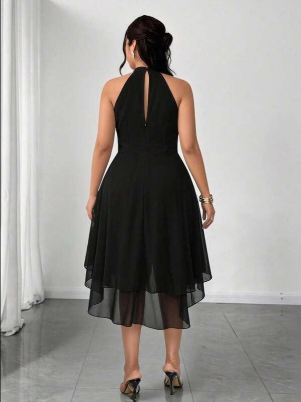 Elenzga Plus Size Round Neck Sleeveless Double Ruffle Hem Asymmetrical Hem Dress product image (7)