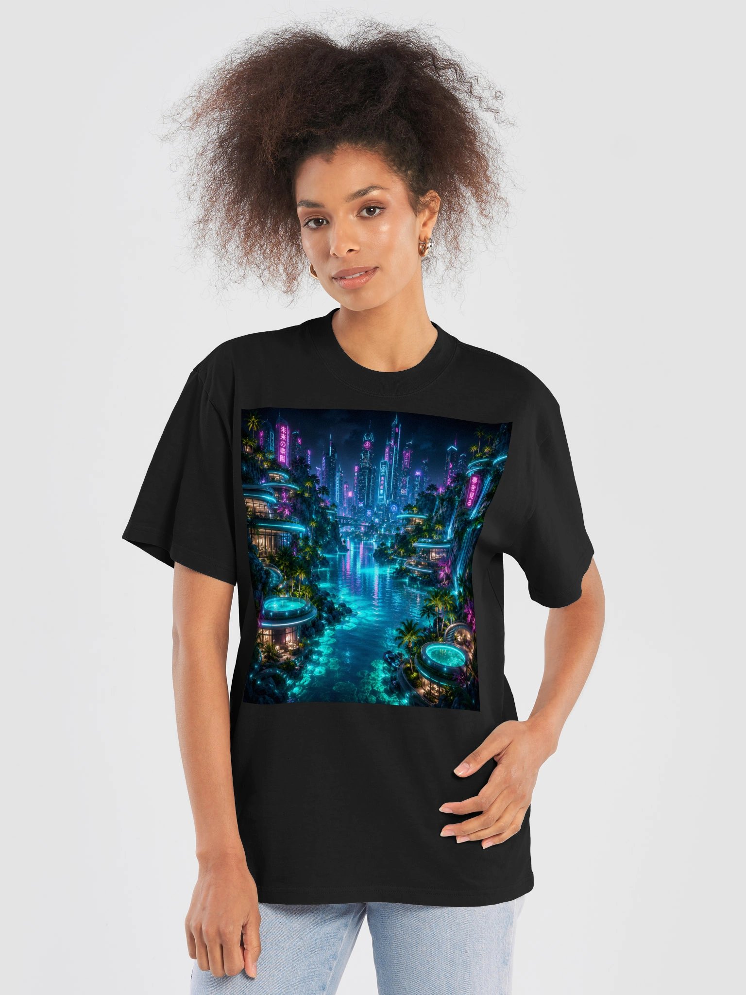 Future Paradise Cyberpunk City T-Shirt | Unisex Oversized Wanderlust Gift product image (6)