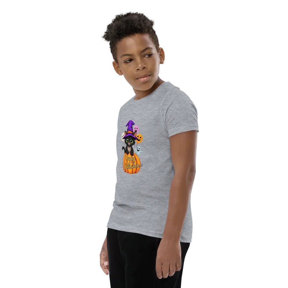 Witchy Sitting Pumpkin Cat Youth T-shirt product image (8)