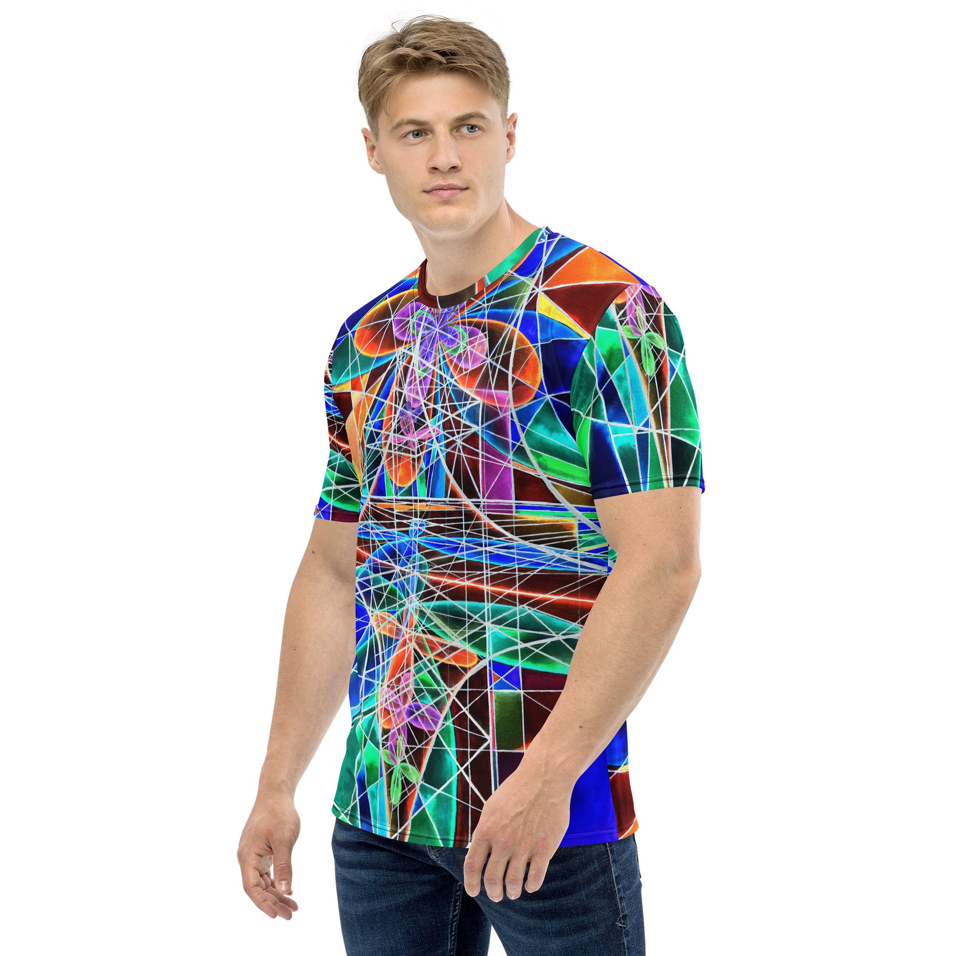 Cathedral of Math - Geometric Negative Art Men's Crew Neck T-Shirt product image (6)