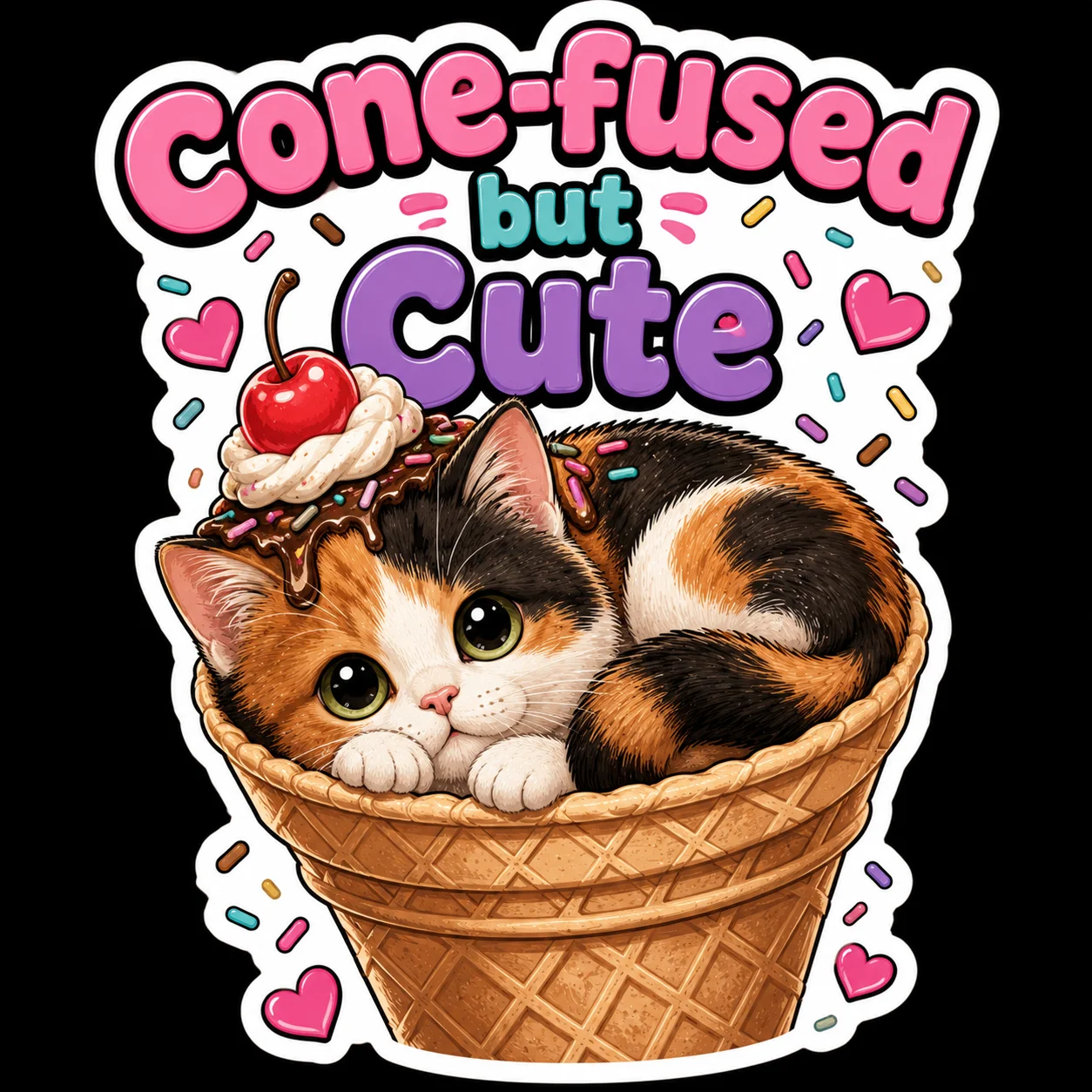 Cone-fused & Cute Calico Cat Sticker product image (1)