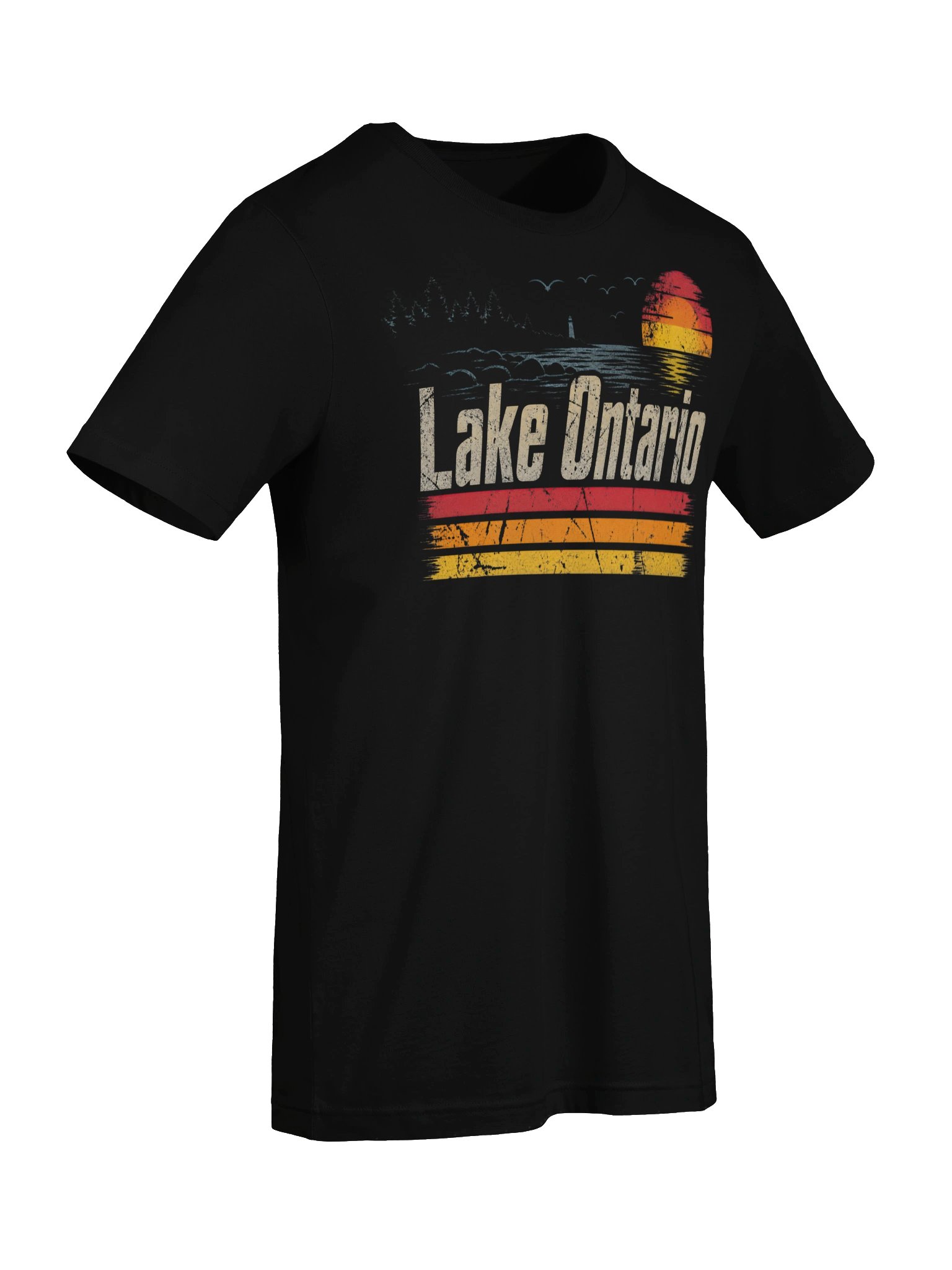 Retro Sunset Great Lakes Lake Ontario Supersoft T-shirt product image (7)
