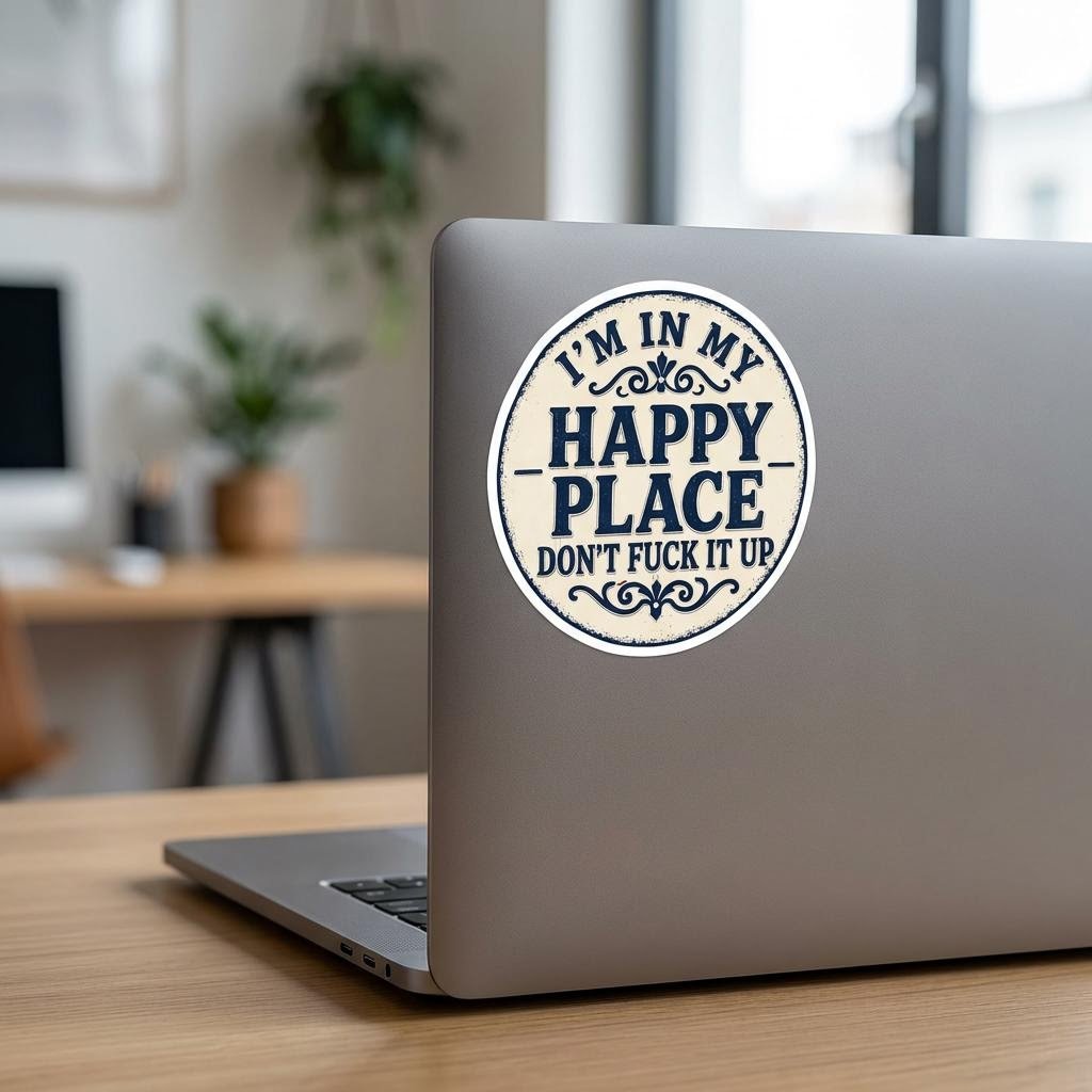 I’m In My Happy Place – Don’t F*ck It Up | Funny Warning Sign Sticker product image (1)