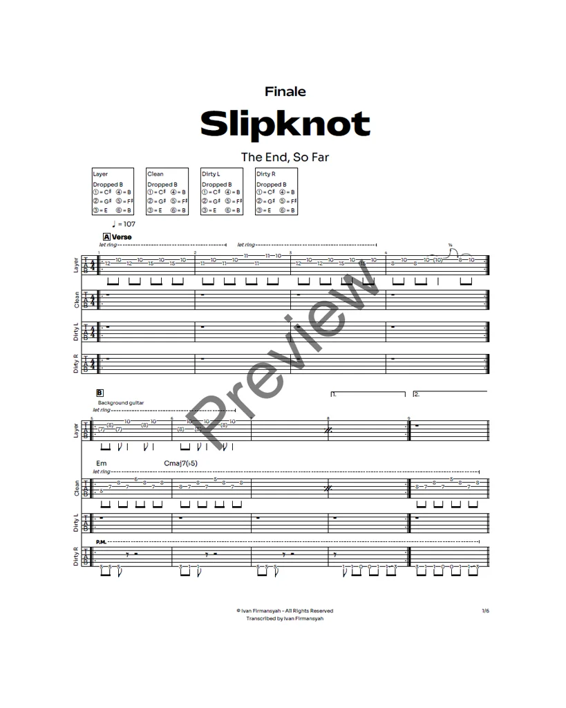 Slipknot - Finale Complete Guitar Tab product image (2)