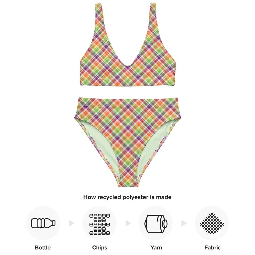 Purple, Orange, and Lime Green Plaid Bikini product image (10)