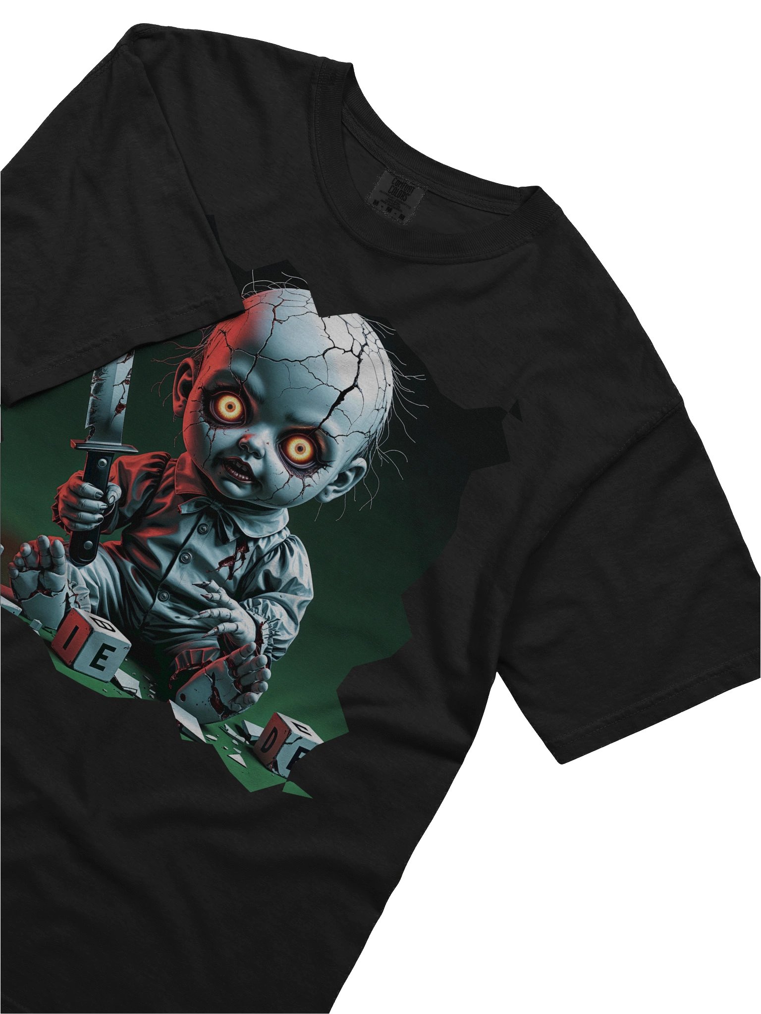 Creepy Doll Knife Tee – Happy Hallowicked Edition product image (2)