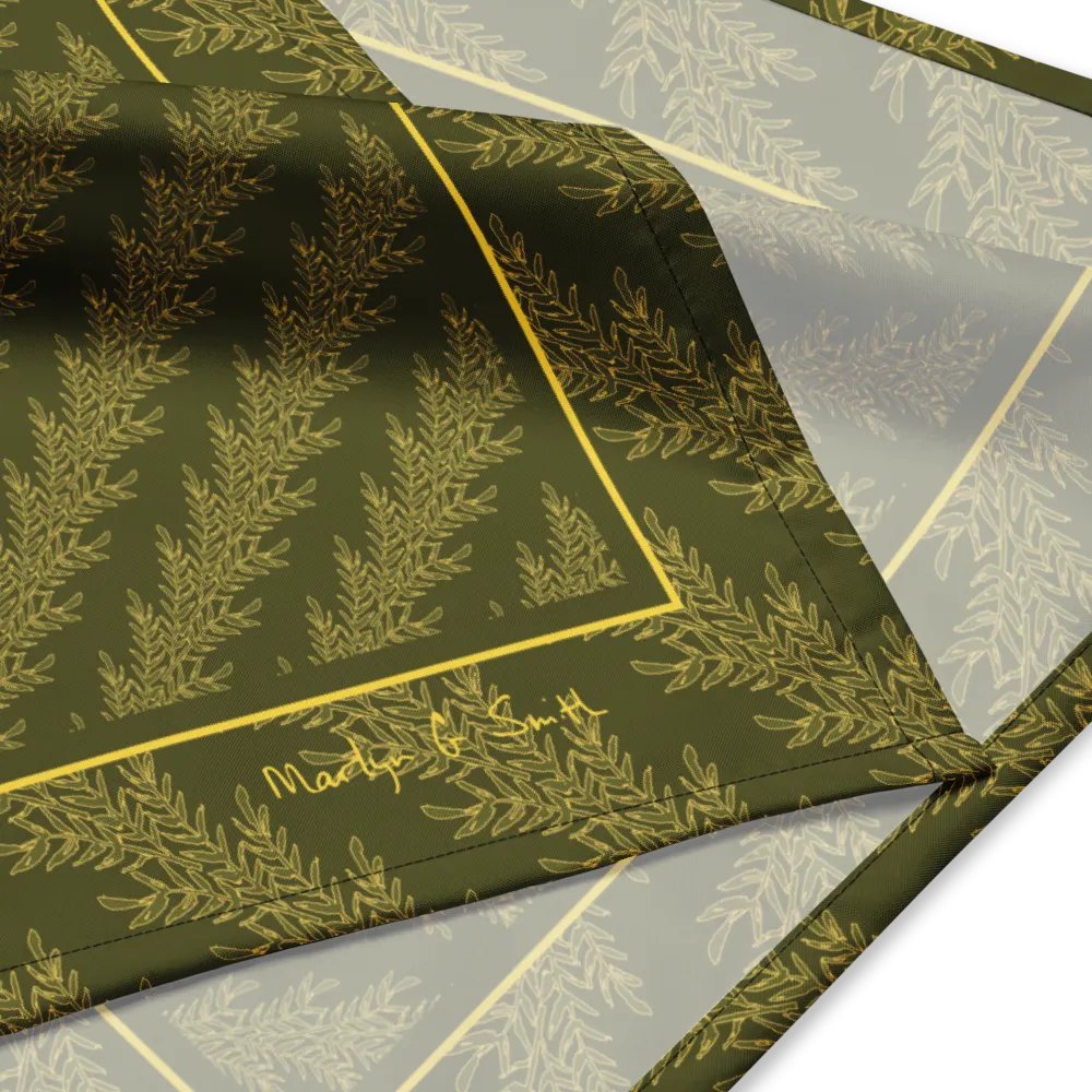 “Diagonal Stripe of Feathery Fronds” Bandana in Green product image (2)