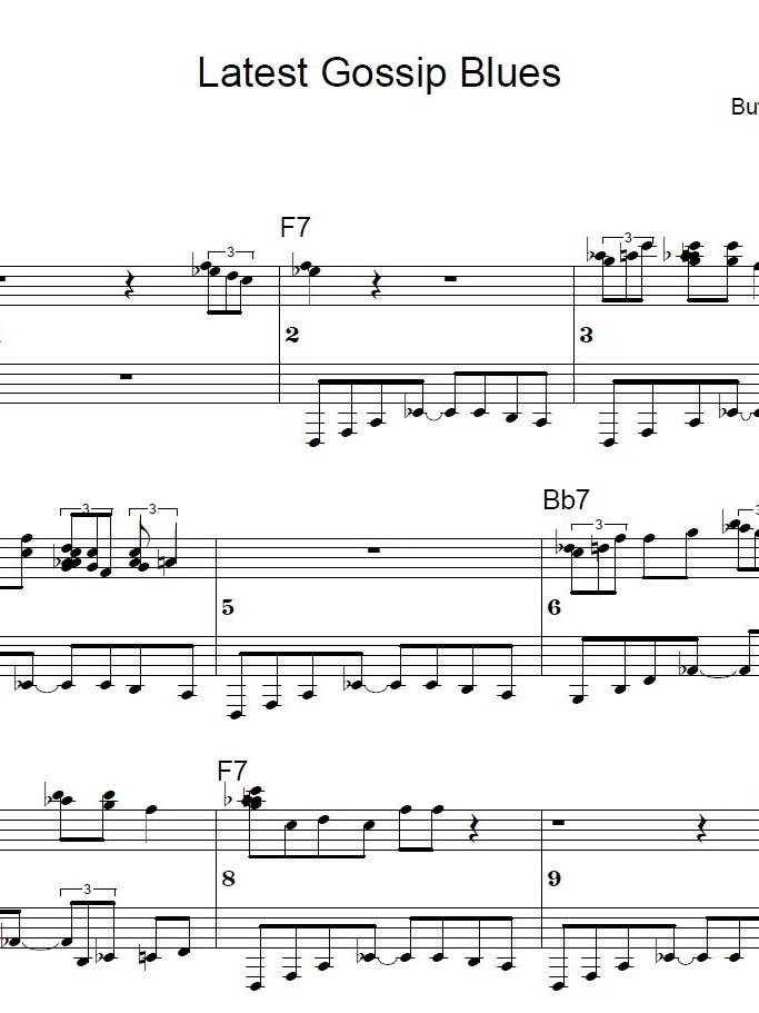 Latest Gossip Blues - Blues piano - Piano sheet music product image (1)