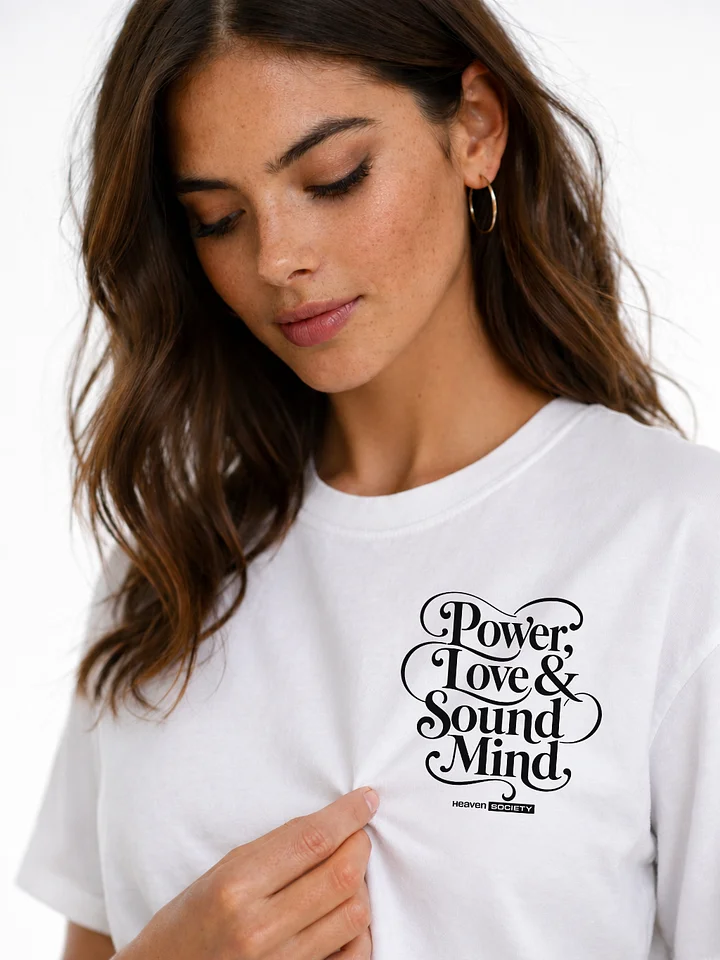 Power, Love & Sound Mind Unisex Pocket White Tee product image (2)
