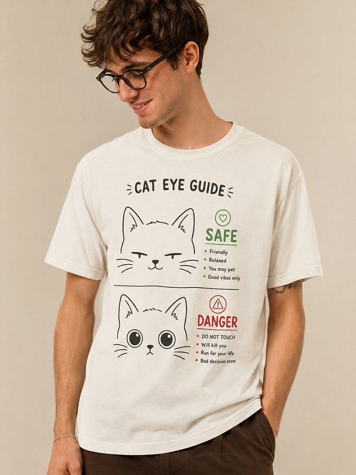 Cat Eye Guide T-Shirt | Funny Cat Lover Tee, Safe vs Danger Cat Mood T-Shirt product image (1)